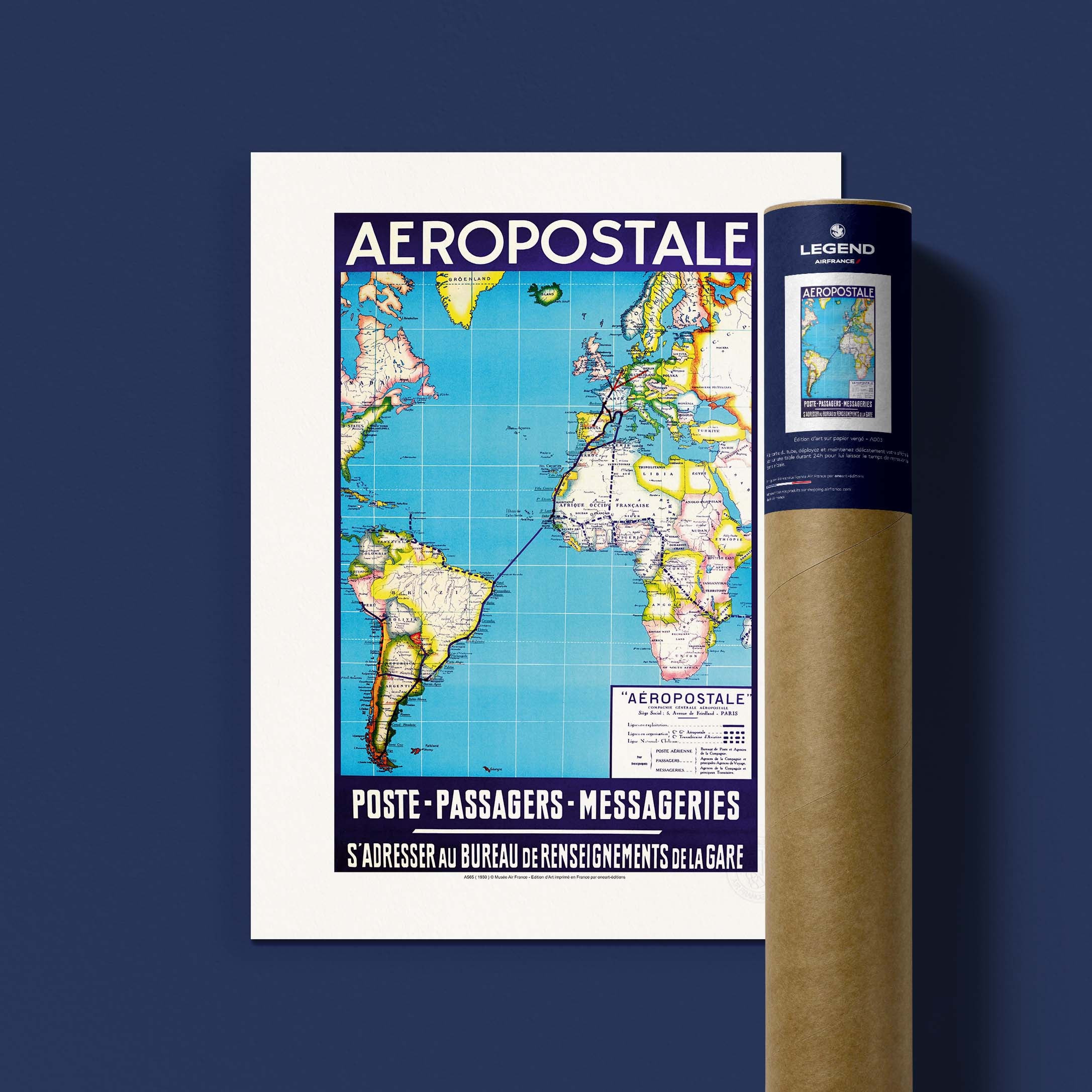 Affiche Air France - Poste - Passagers - Messageries