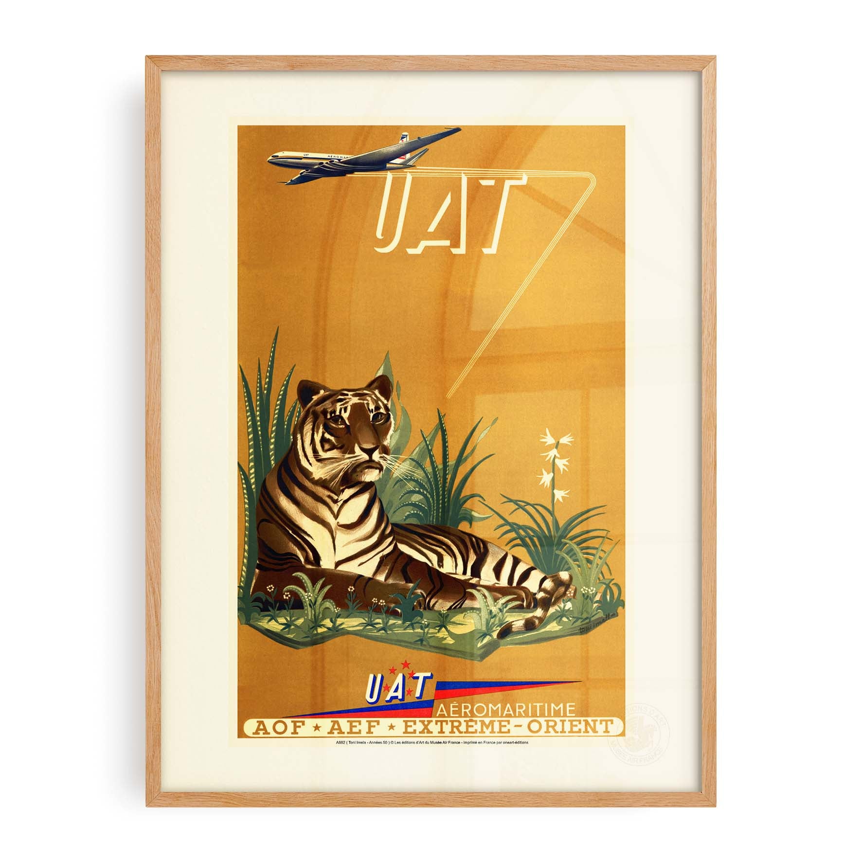 Affiche Air France - Savane & Tigre (UAT)-oneart.fr