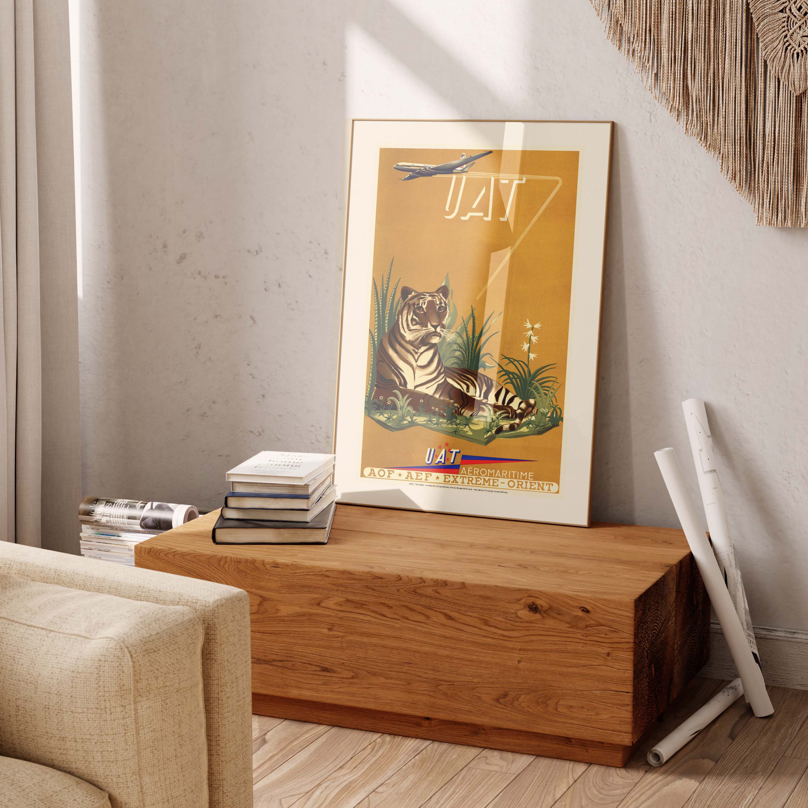 Affiche Air France - Savane & Tigre (UAT)-oneart.fr