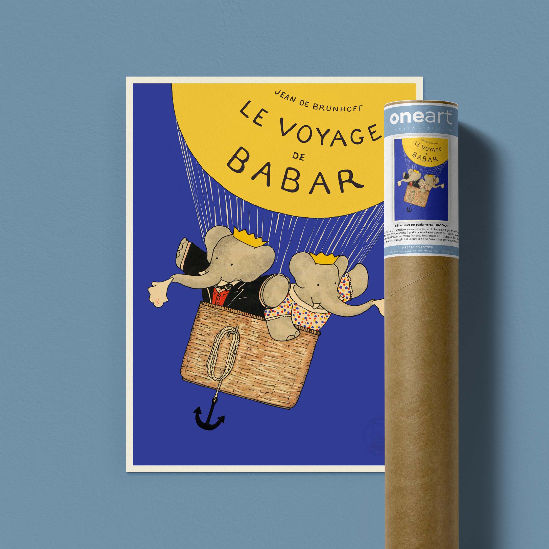 Affiche Le voyage de Babar - Montgolfière-oneart.fr