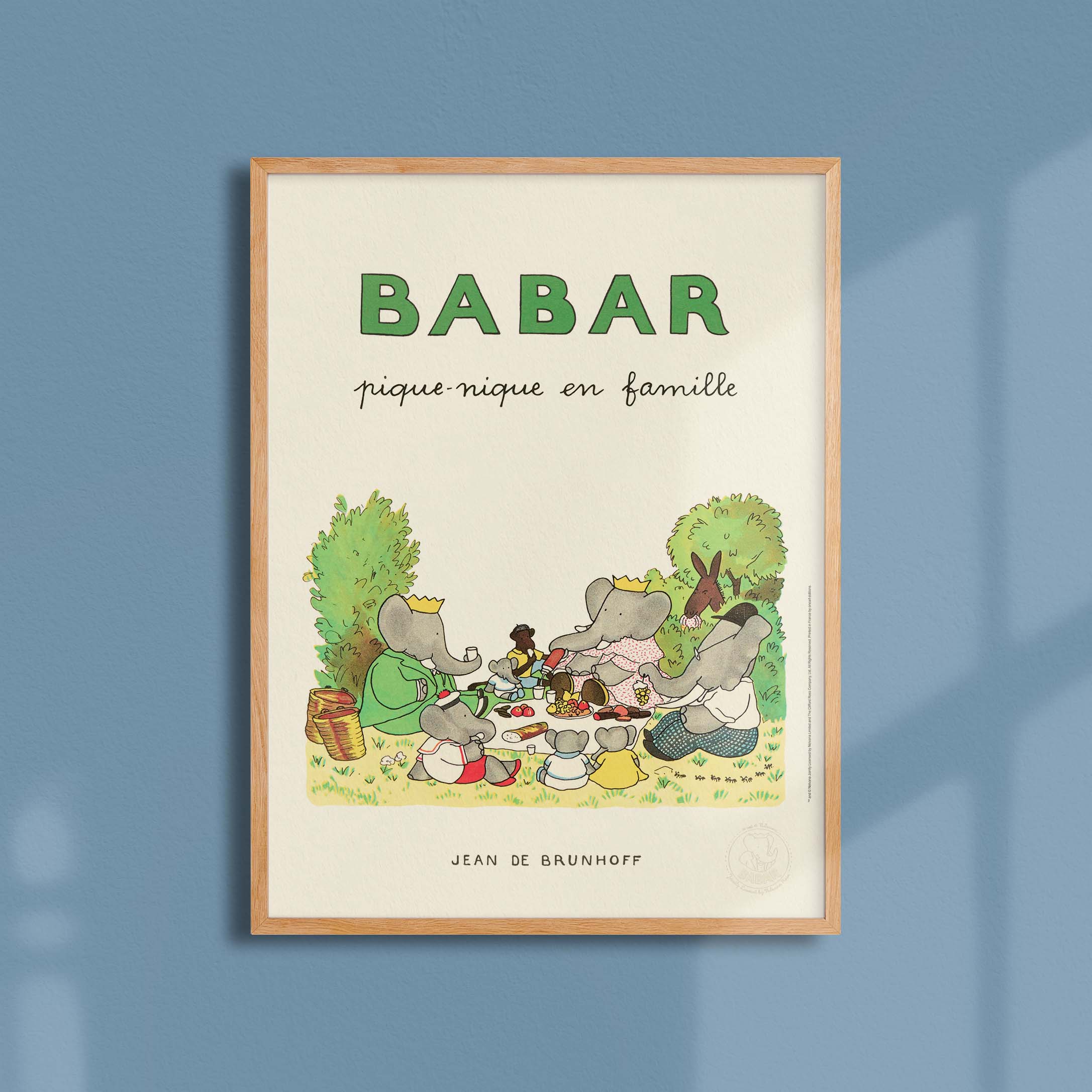Affiche Babar pique-nique en famille-oneart.fr