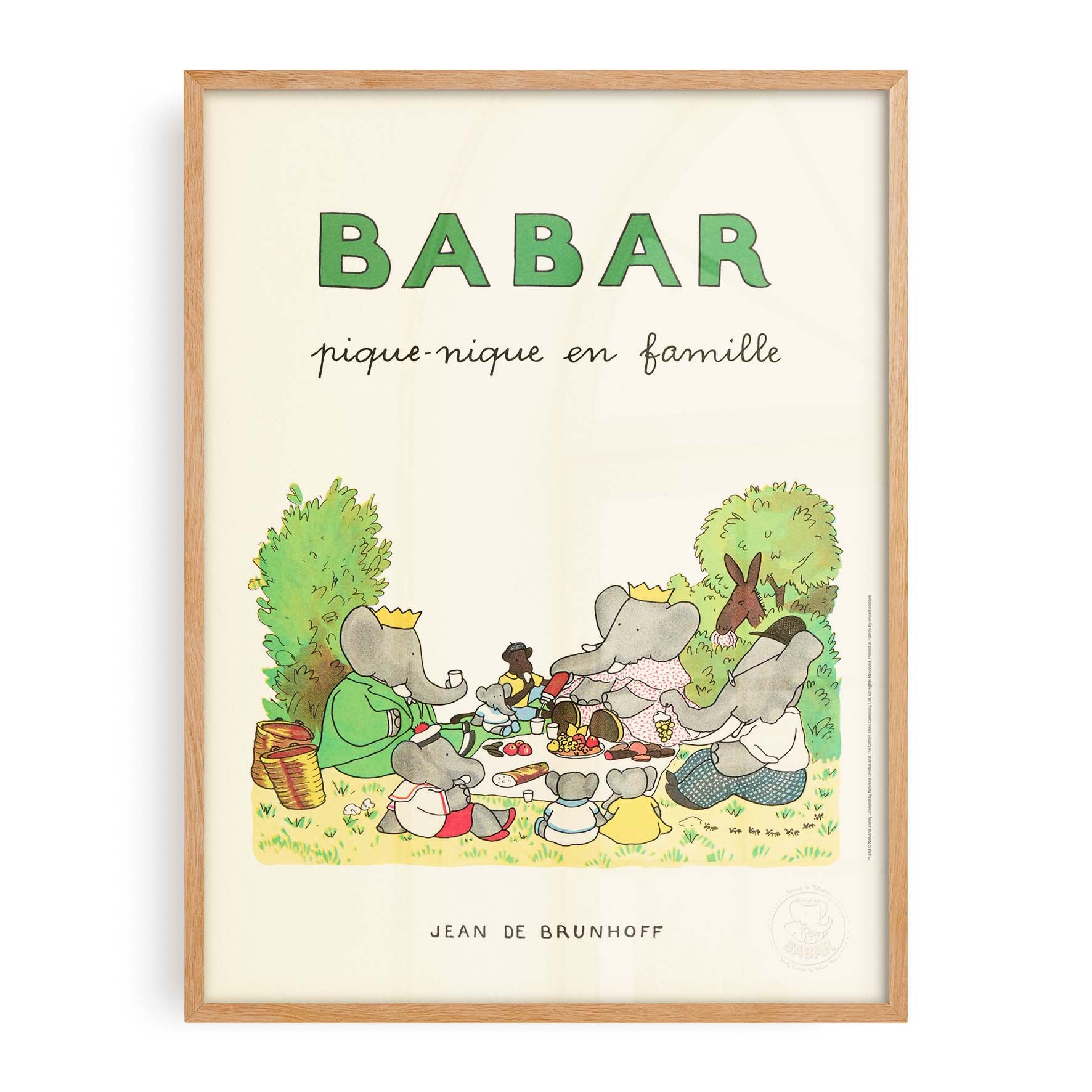 Affiche Babar pique-nique en famille-oneart.fr