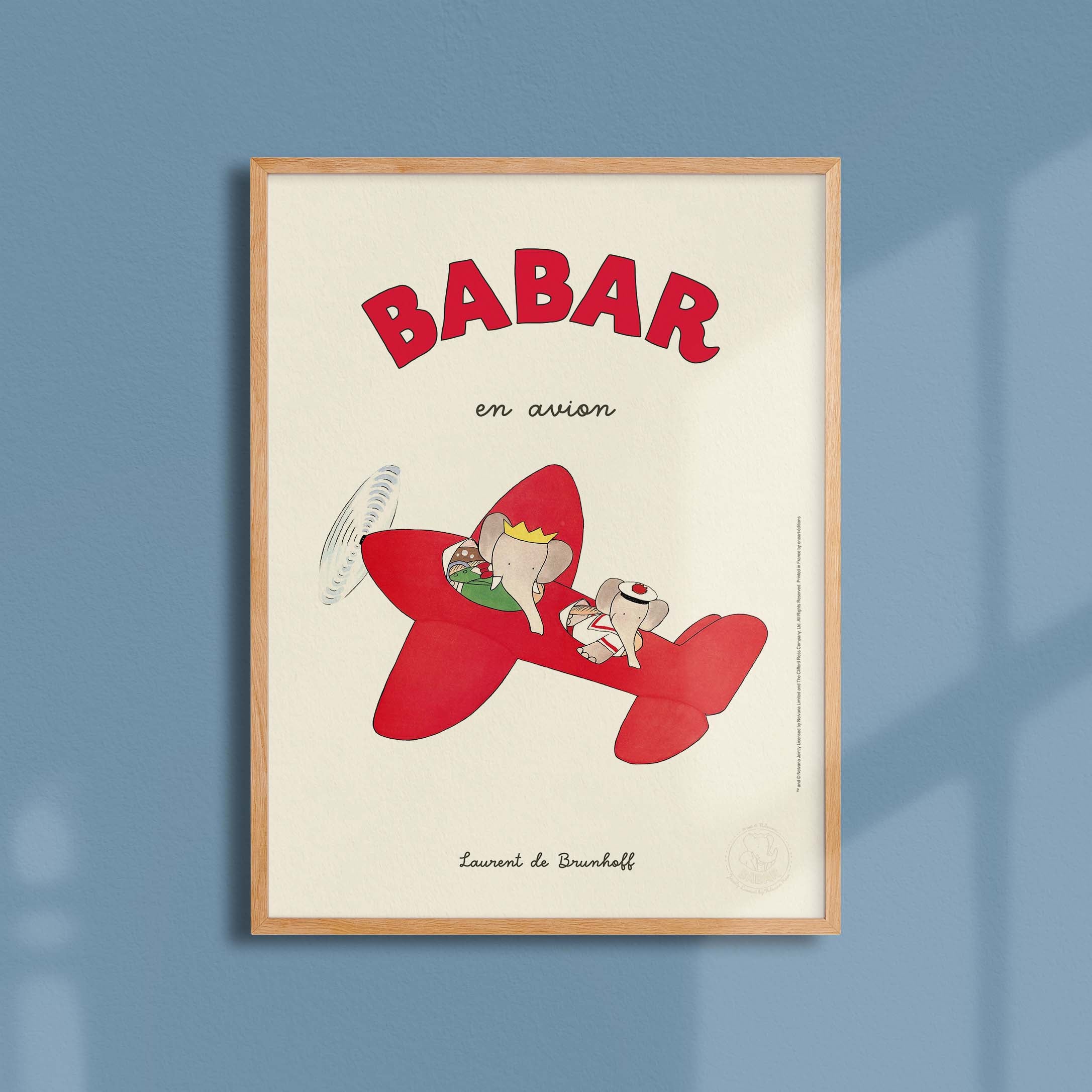 Affiche Babar en avion