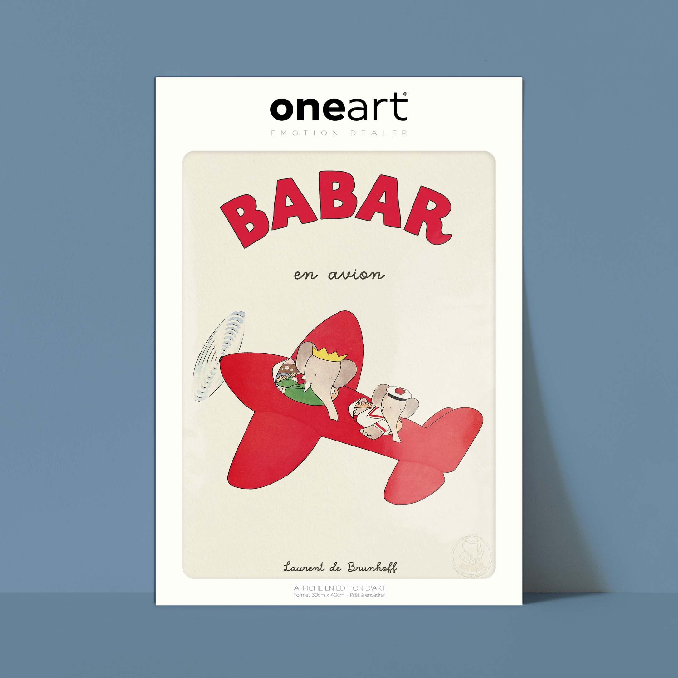 Affiche Babar en avion