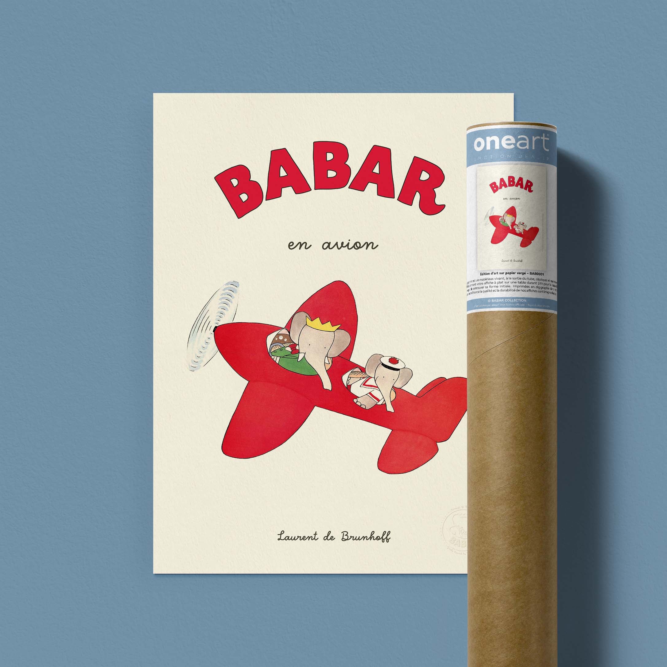 Affiche Babar en avion