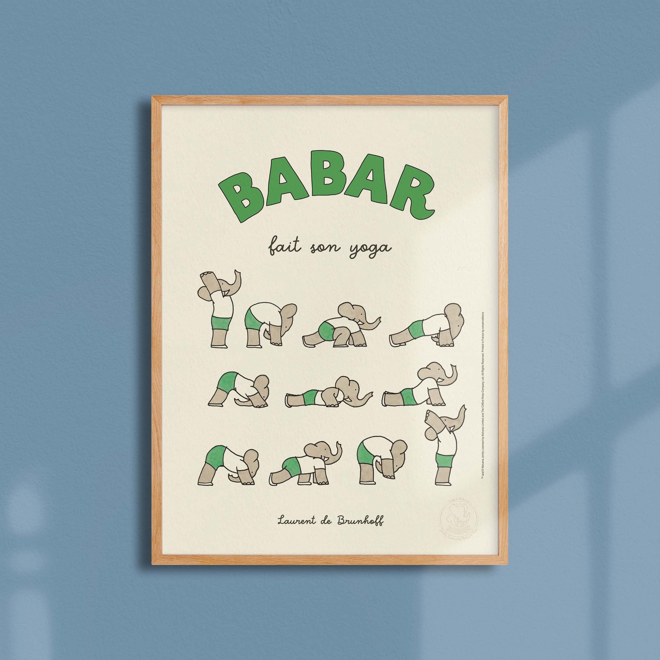 Affiche Babar fait son yoga - vert