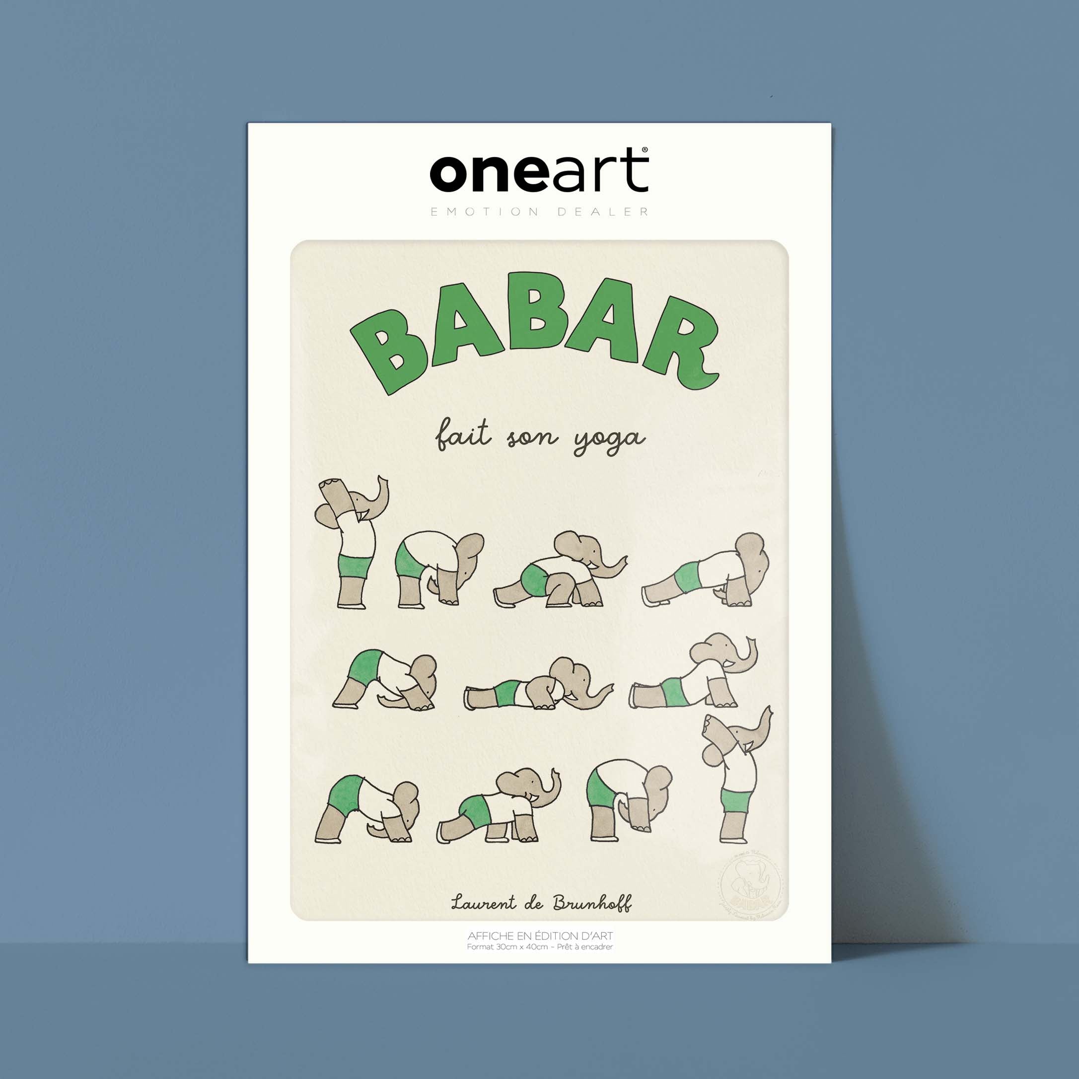 Poster Babar does his yoga - green