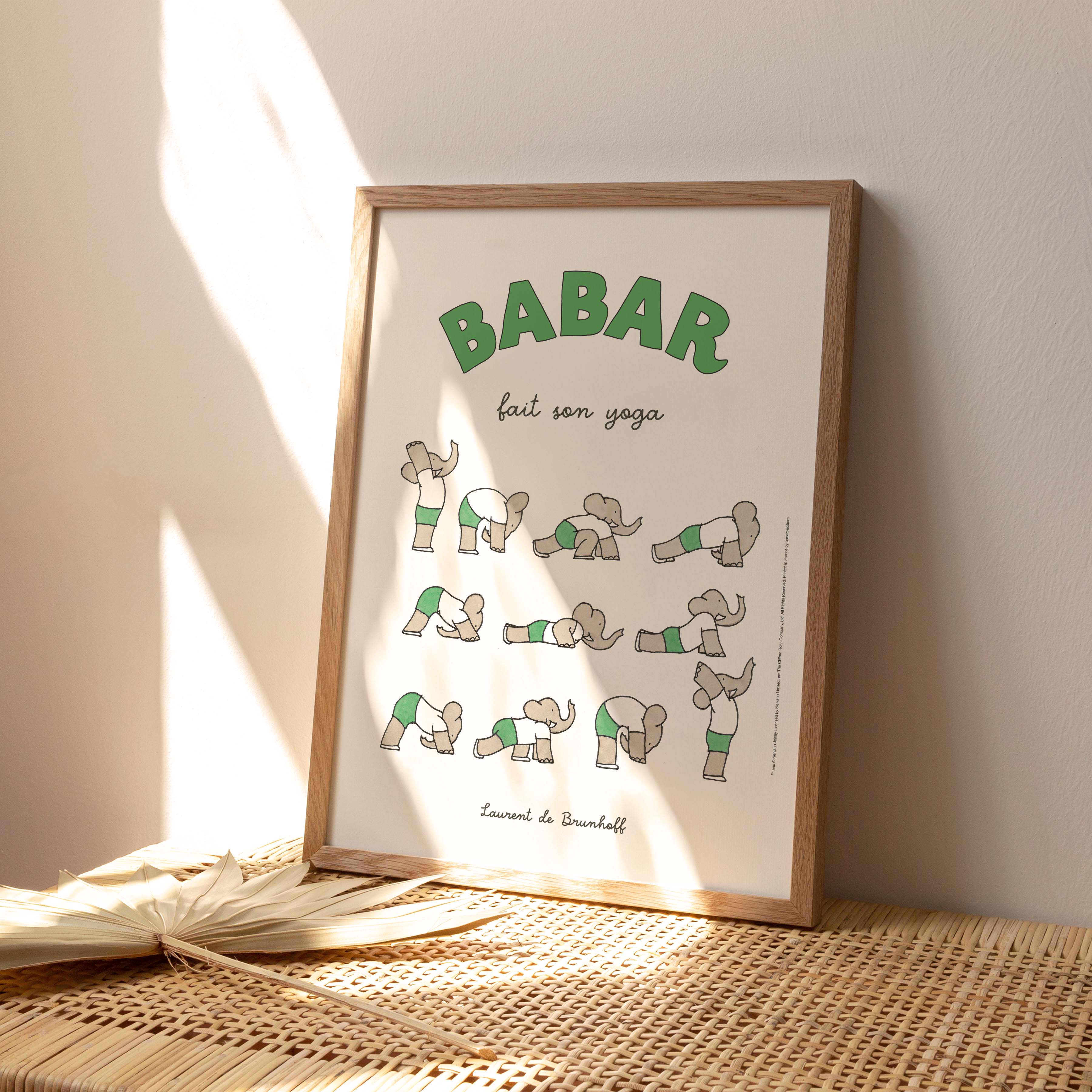 Affiche "Les Imparfaits" Babar fait son yoga - vert