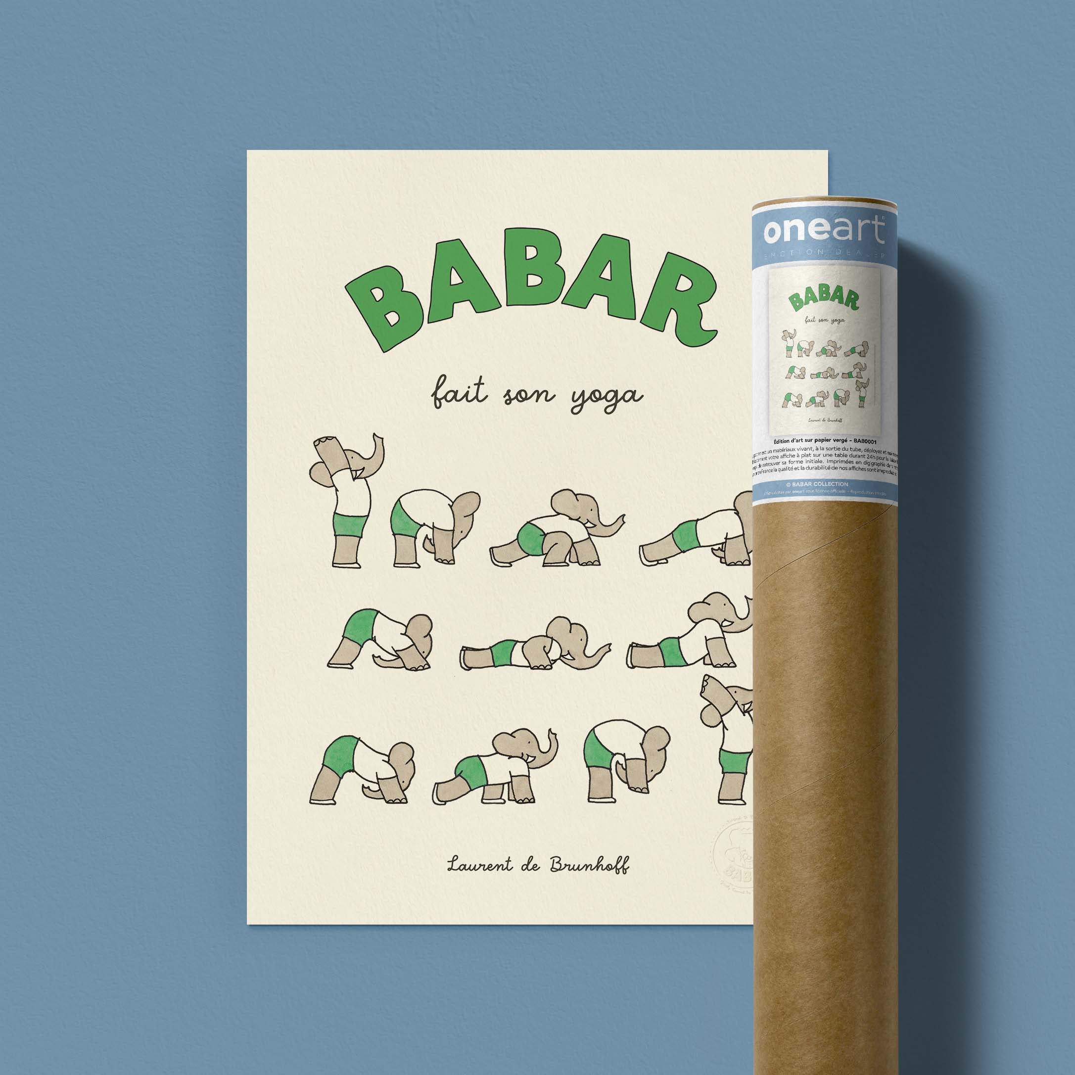 Affiche Babar fait son yoga - vert