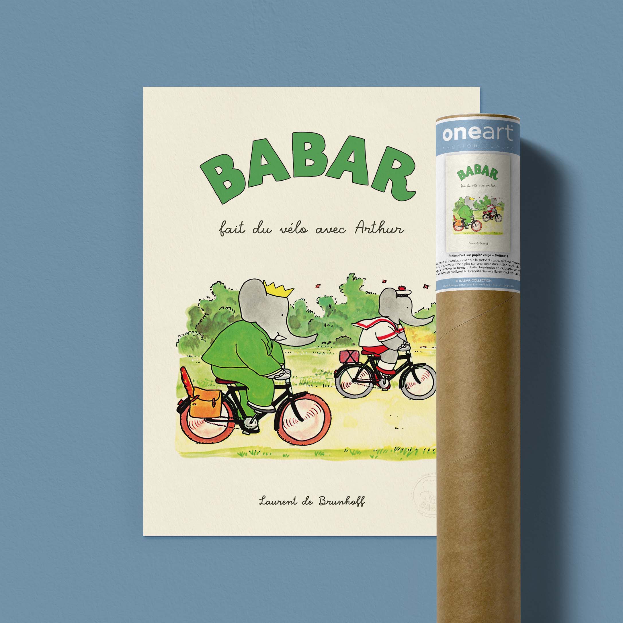 Poster Babar rides a bike with Arthur