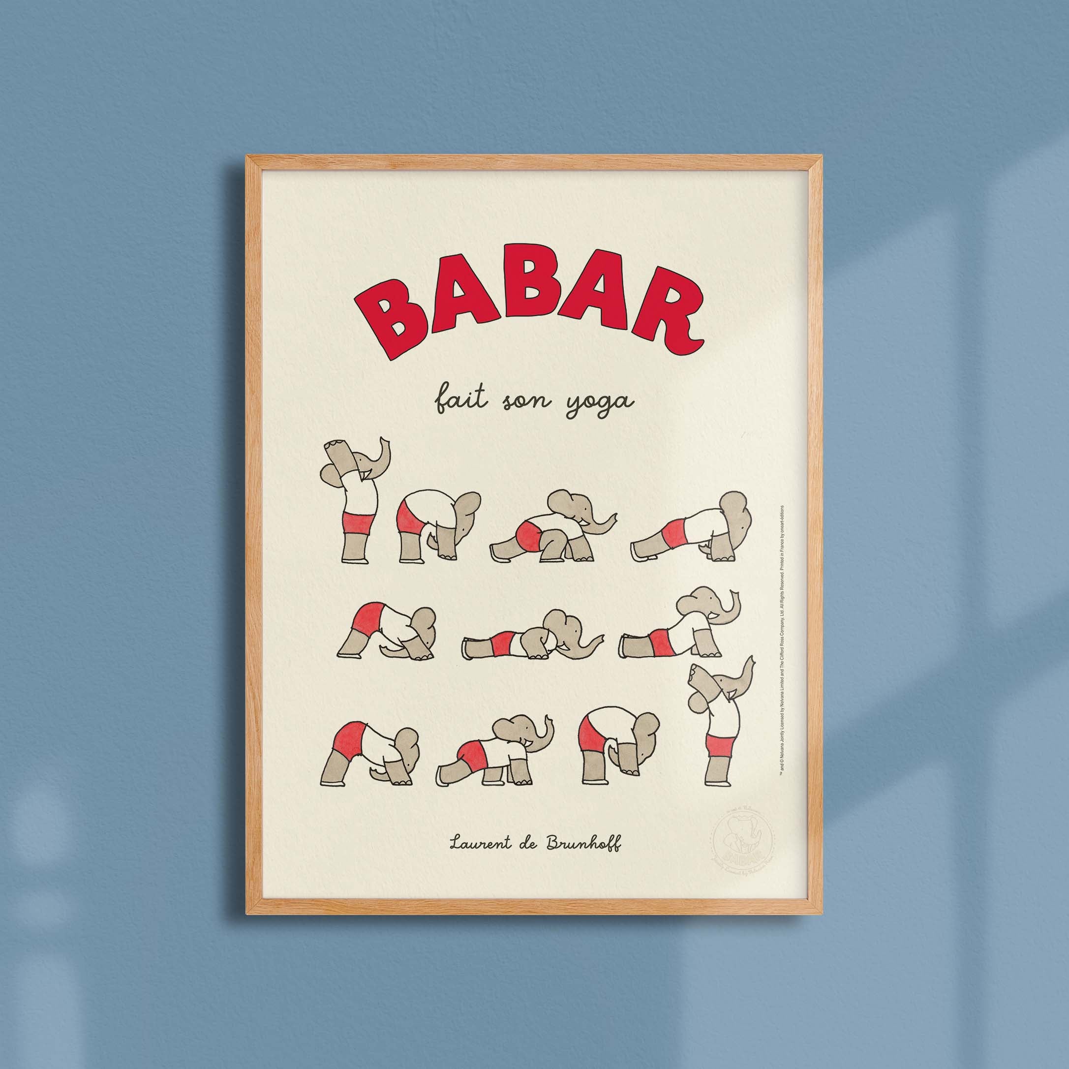 Affiche Babar fait du yoga - rouge