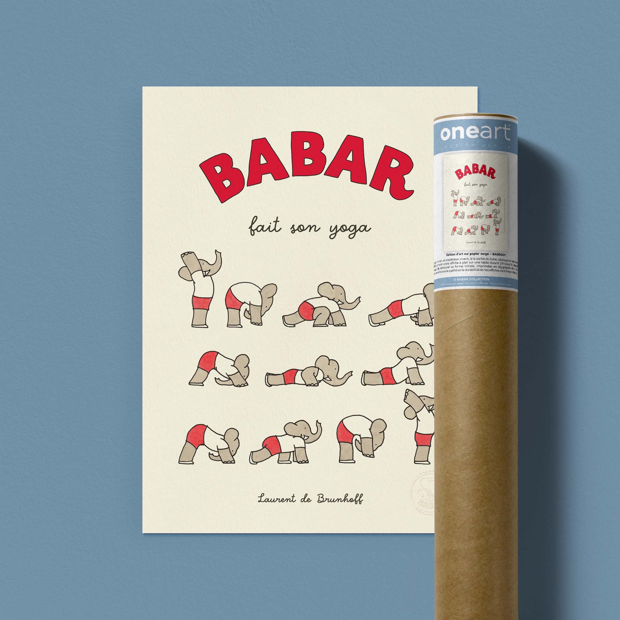 Poster Babar does yoga - red