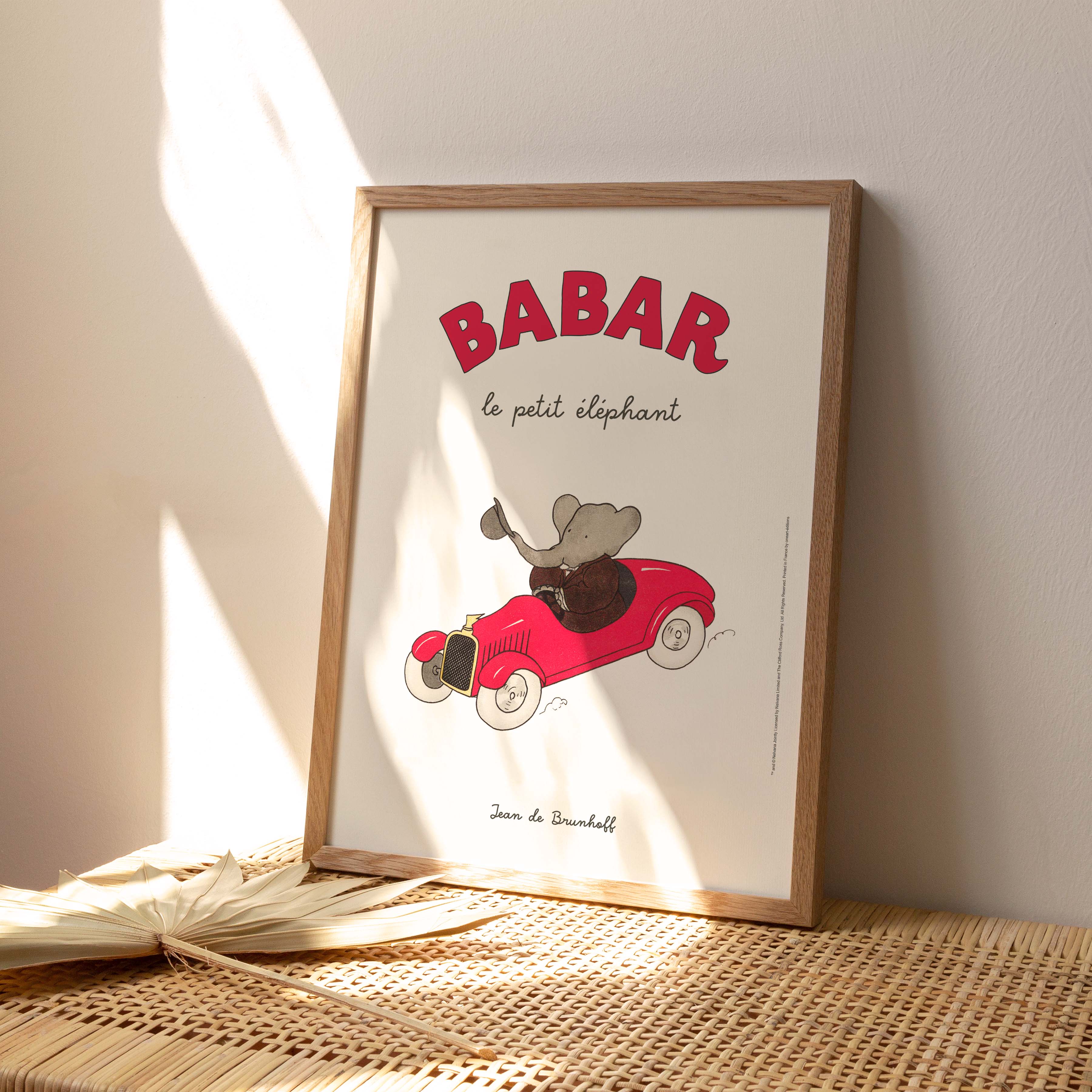 Poster Babar the little elephant, in his car