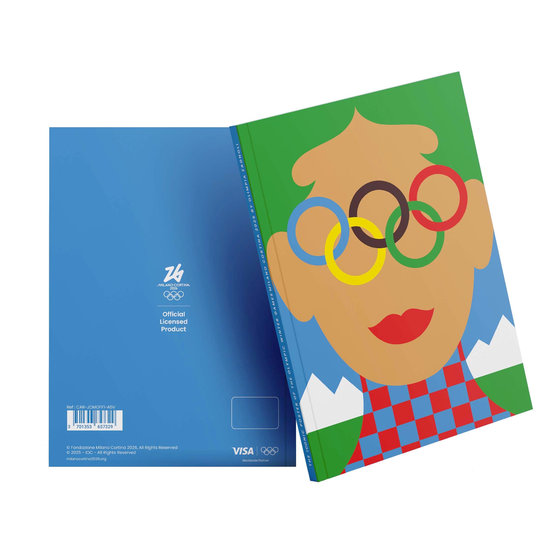 Il taccuino della poster iconico dei Giochi Olimpici Invernali Milano Cortina 2026 di Olimpia Zagnoli