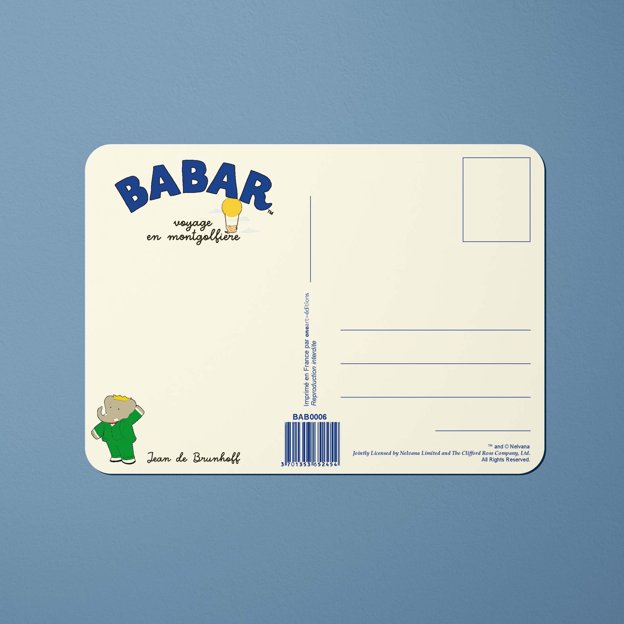 Carte postale Babar Le voyage de Babar - Montgolfière