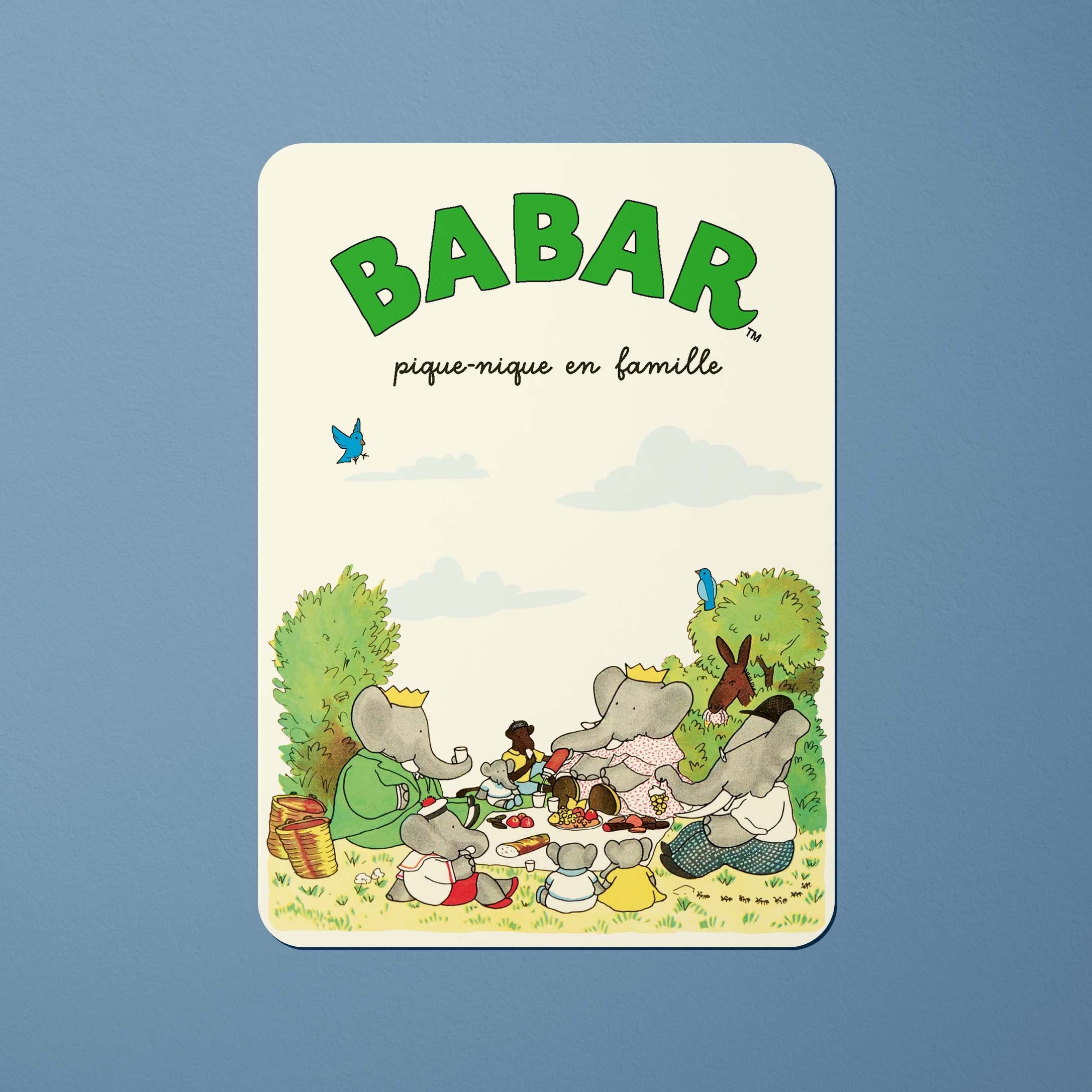 Carte postale Babar Babar pique-nique en famille