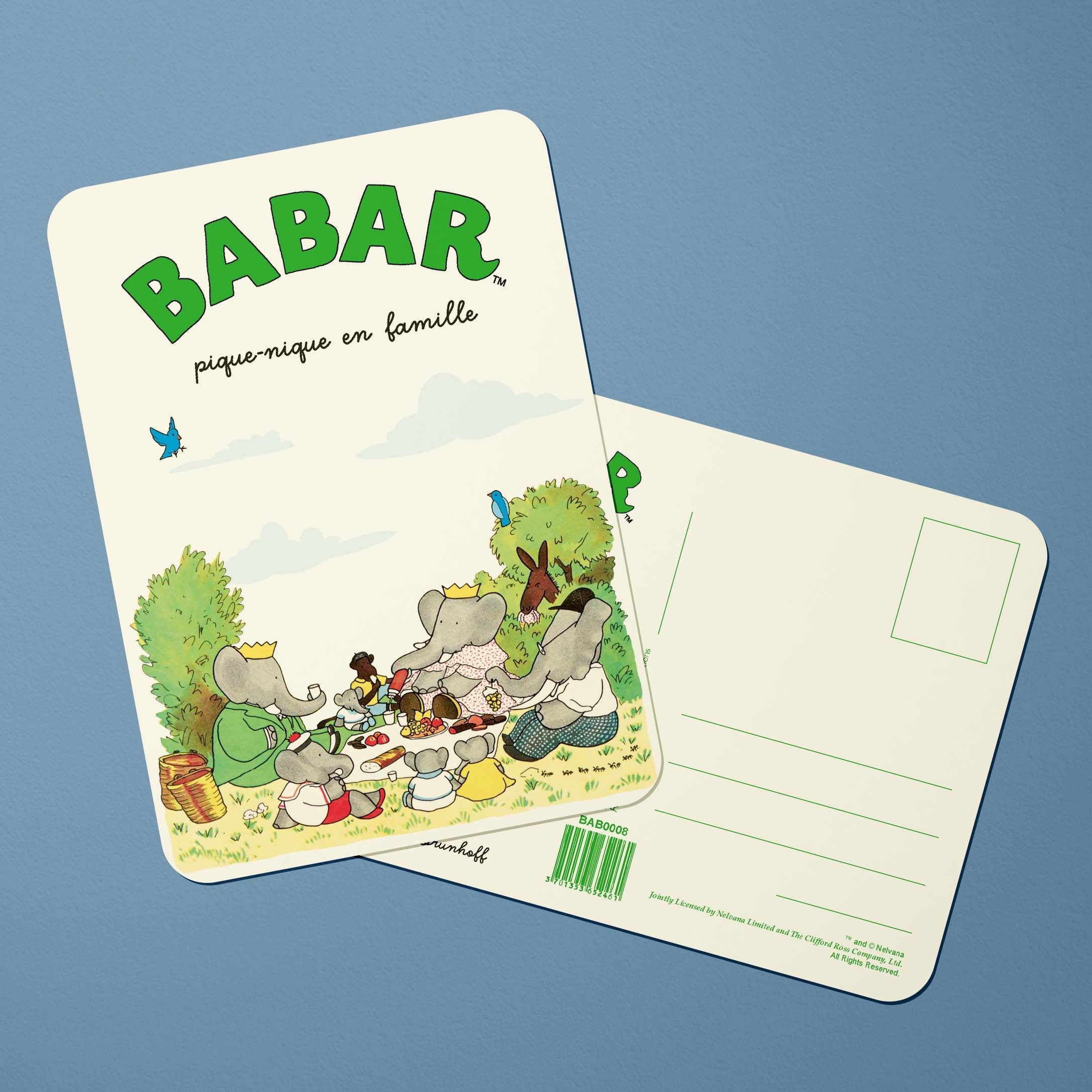 Carte postale Babar Babar pique-nique en famille