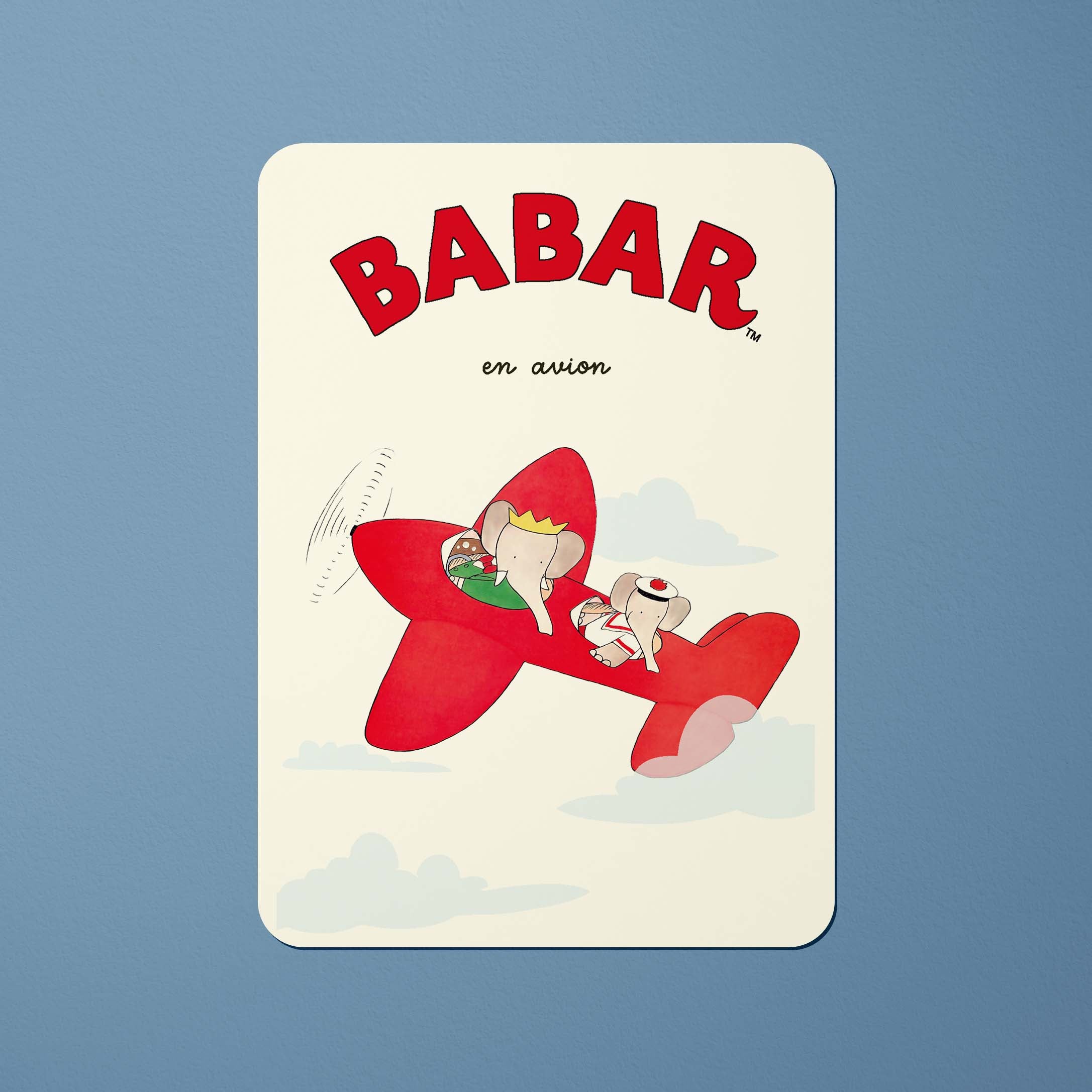 Carte postale Babar Babar en avion