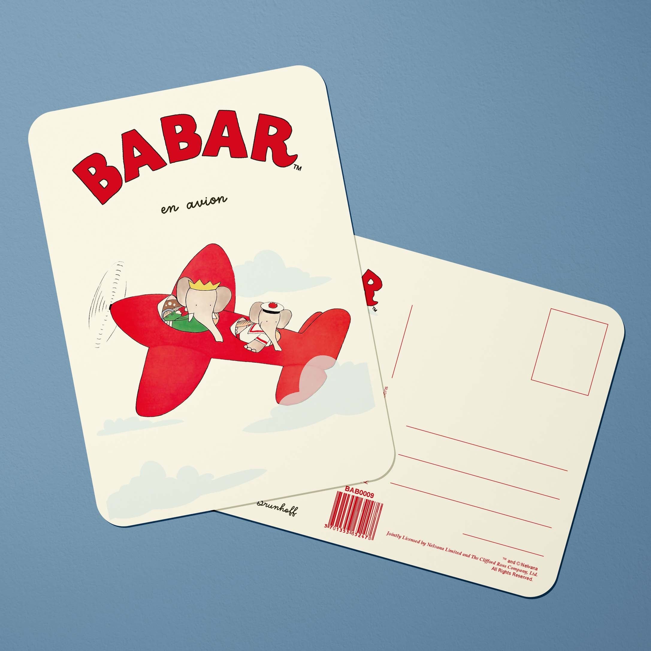 Carte postale Babar Babar en avion