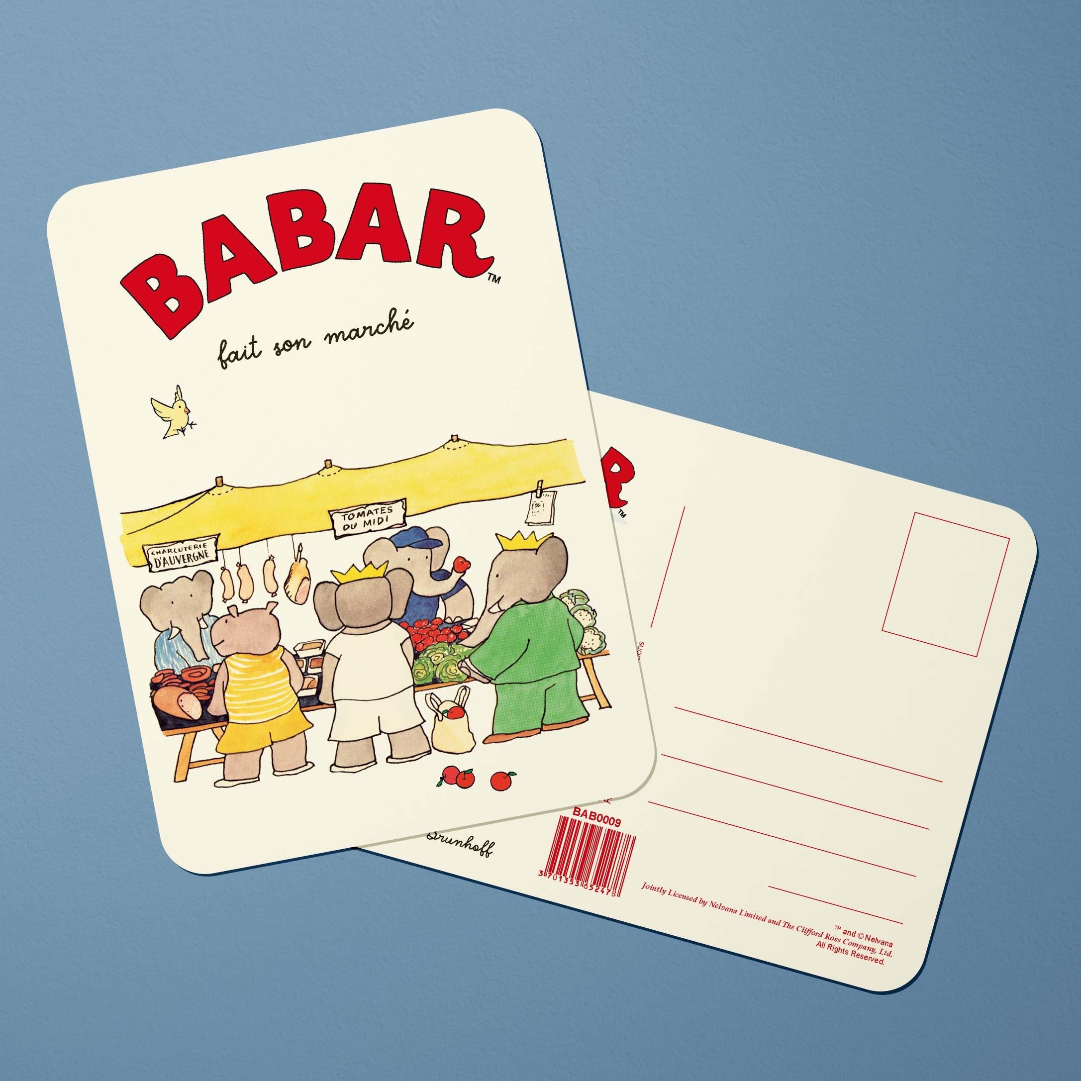 Carte postale Babar Babar fait son marché