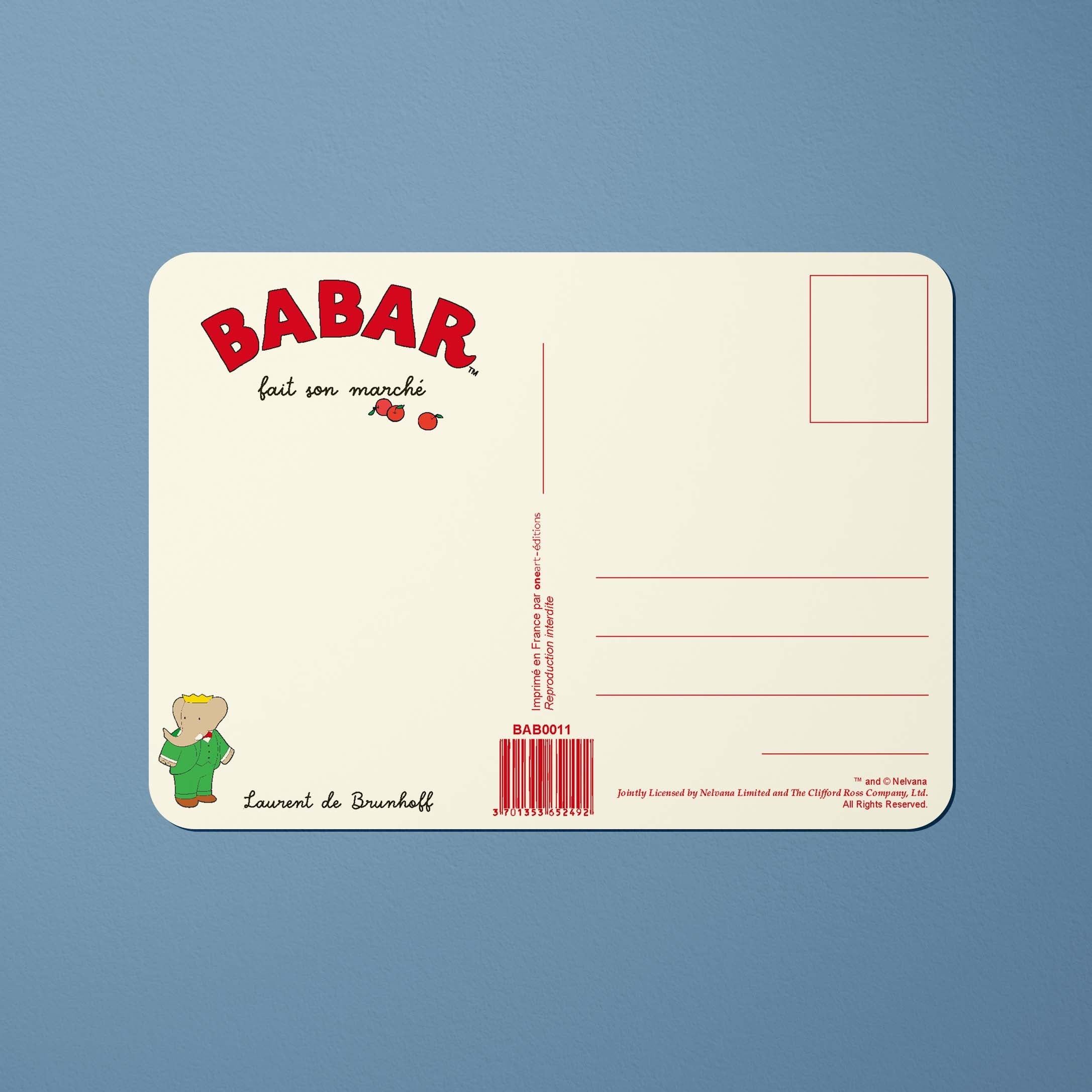 Carte postale Babar Babar fait son marché