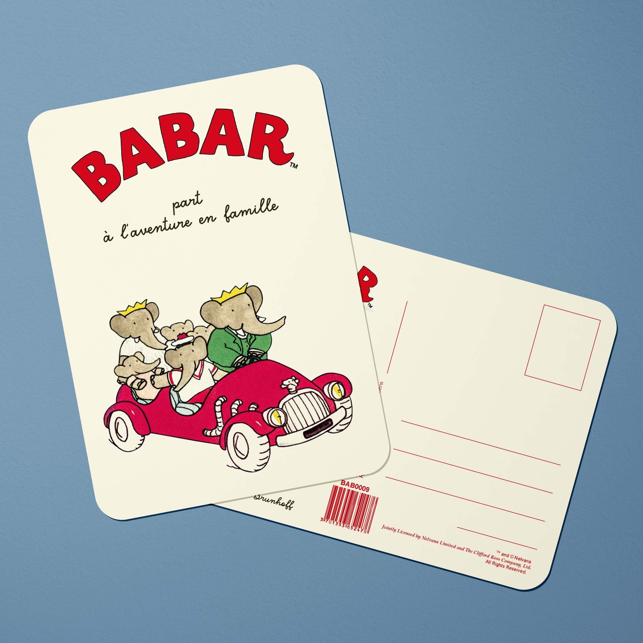 Carte postale Babar Babar part à l'aventure en famille