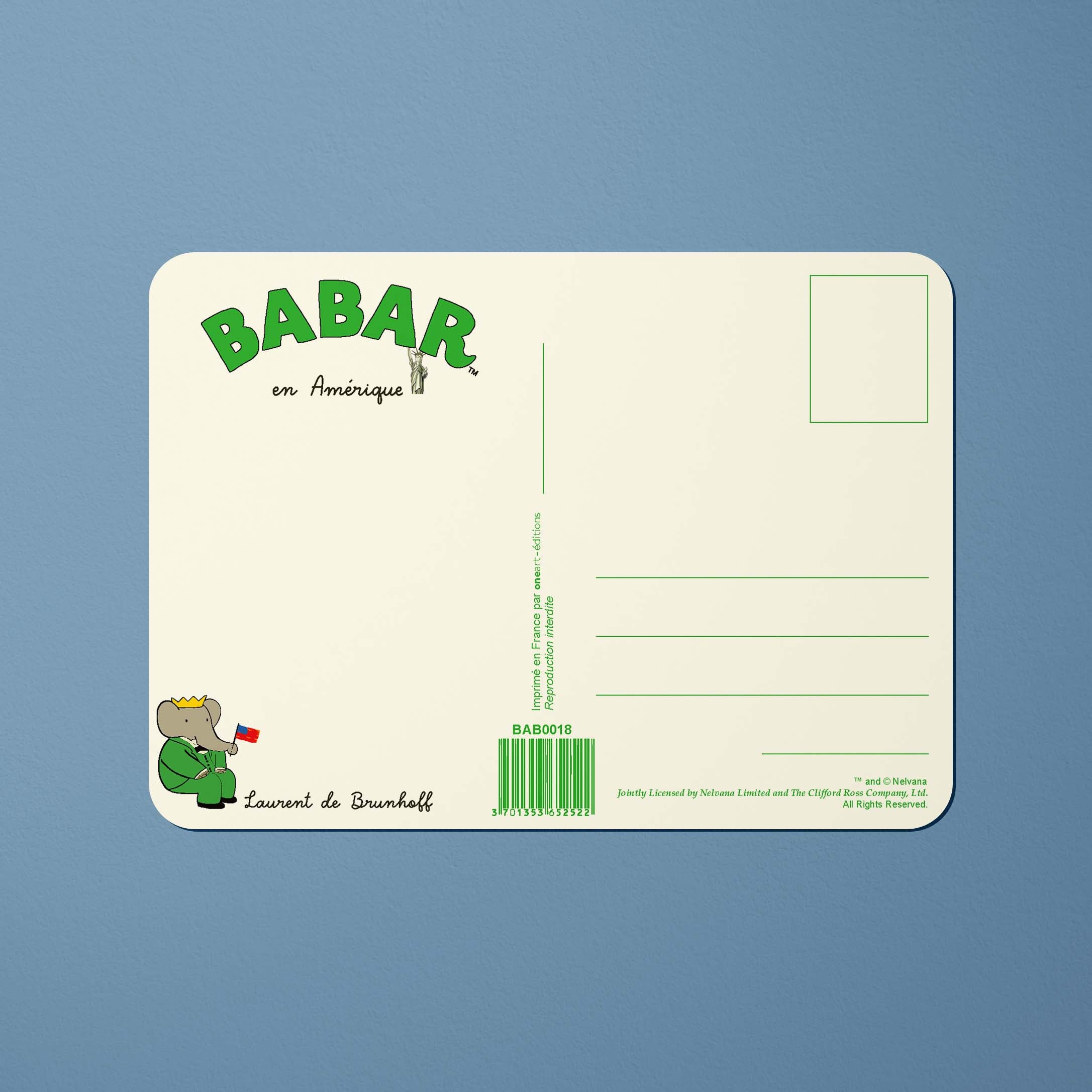 Carte postale Babar Babar en Amérique