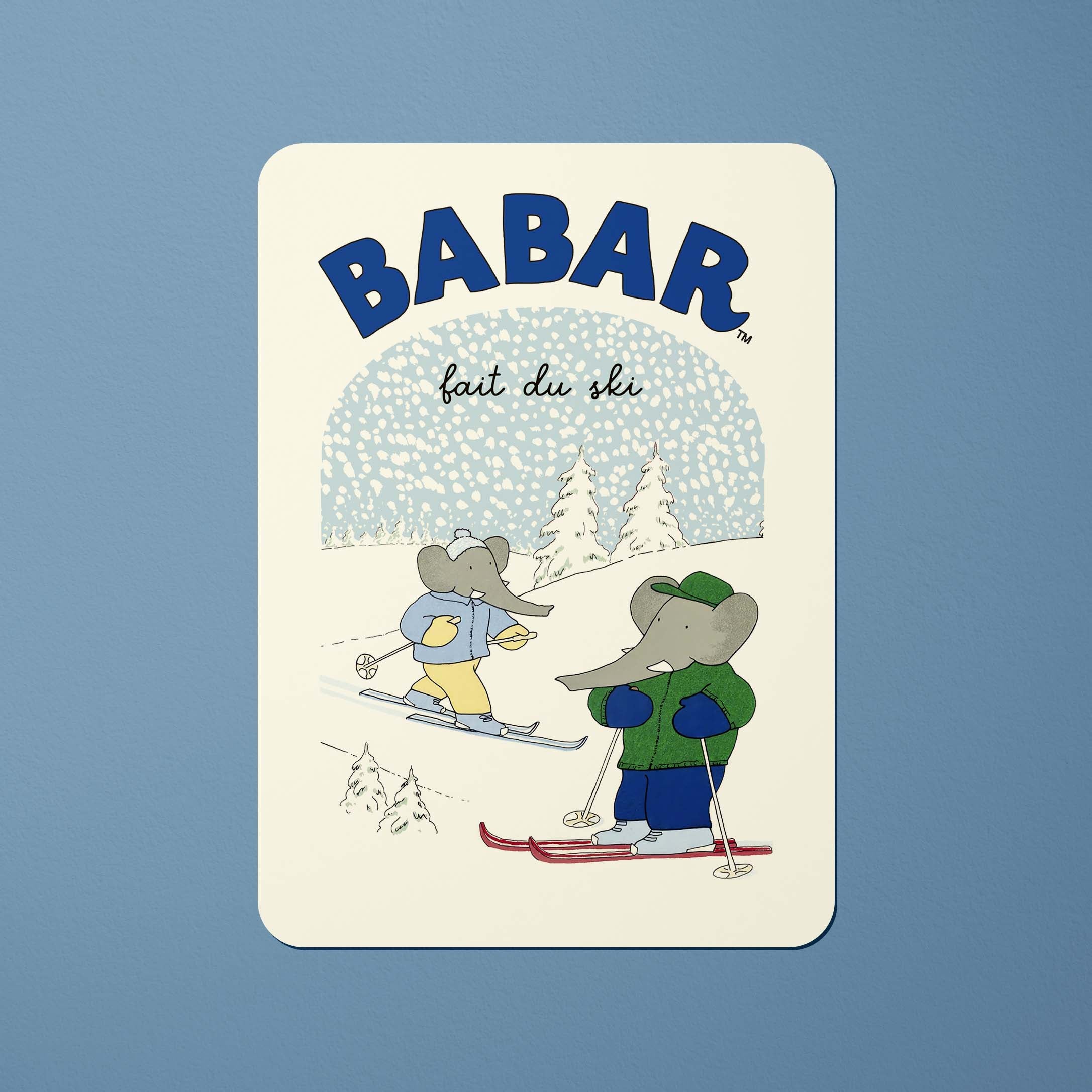 Carte postale Babar Babar fait du ski