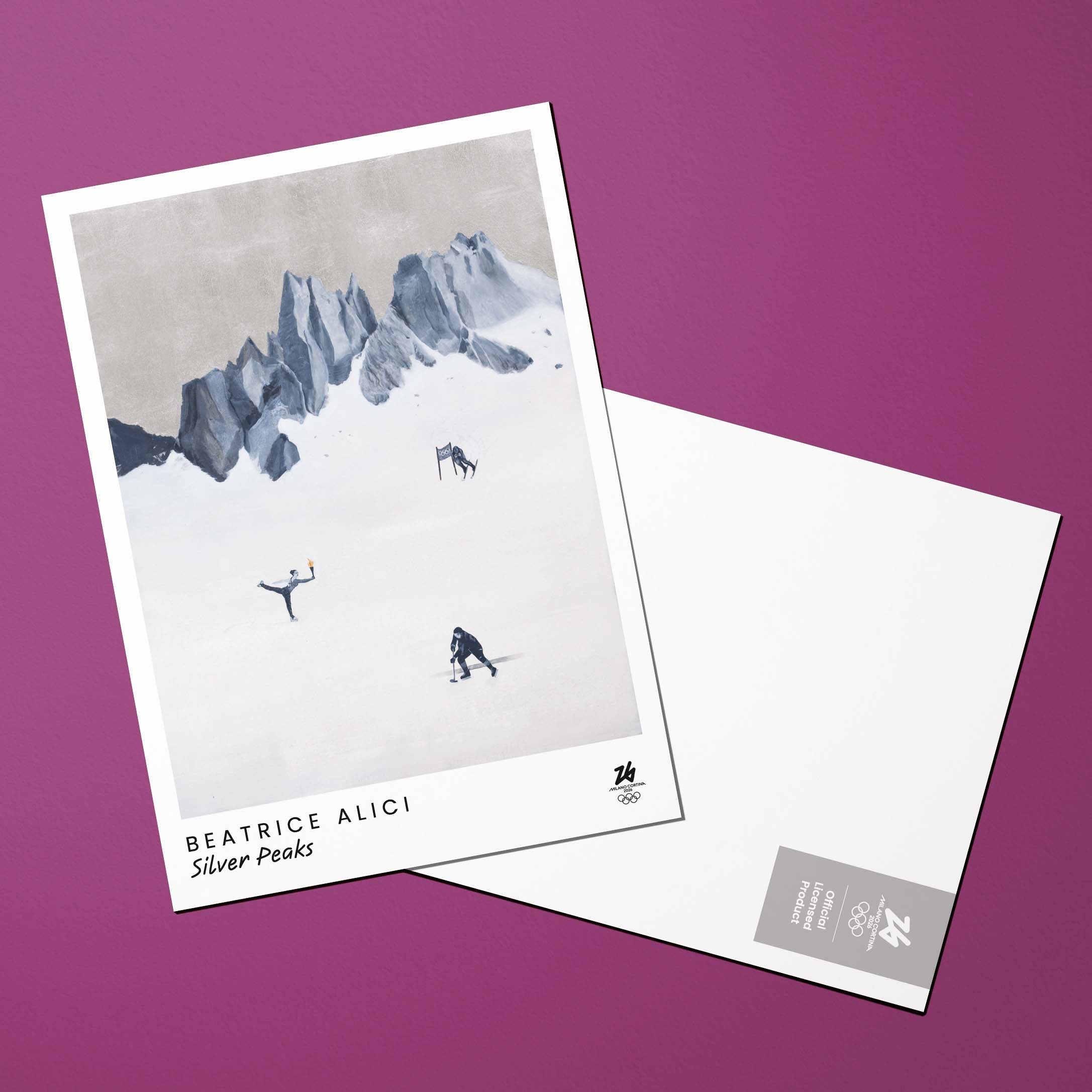 La cartolina del poster artistico olimpico Milano Cortina 2026 di Beatrice Alici