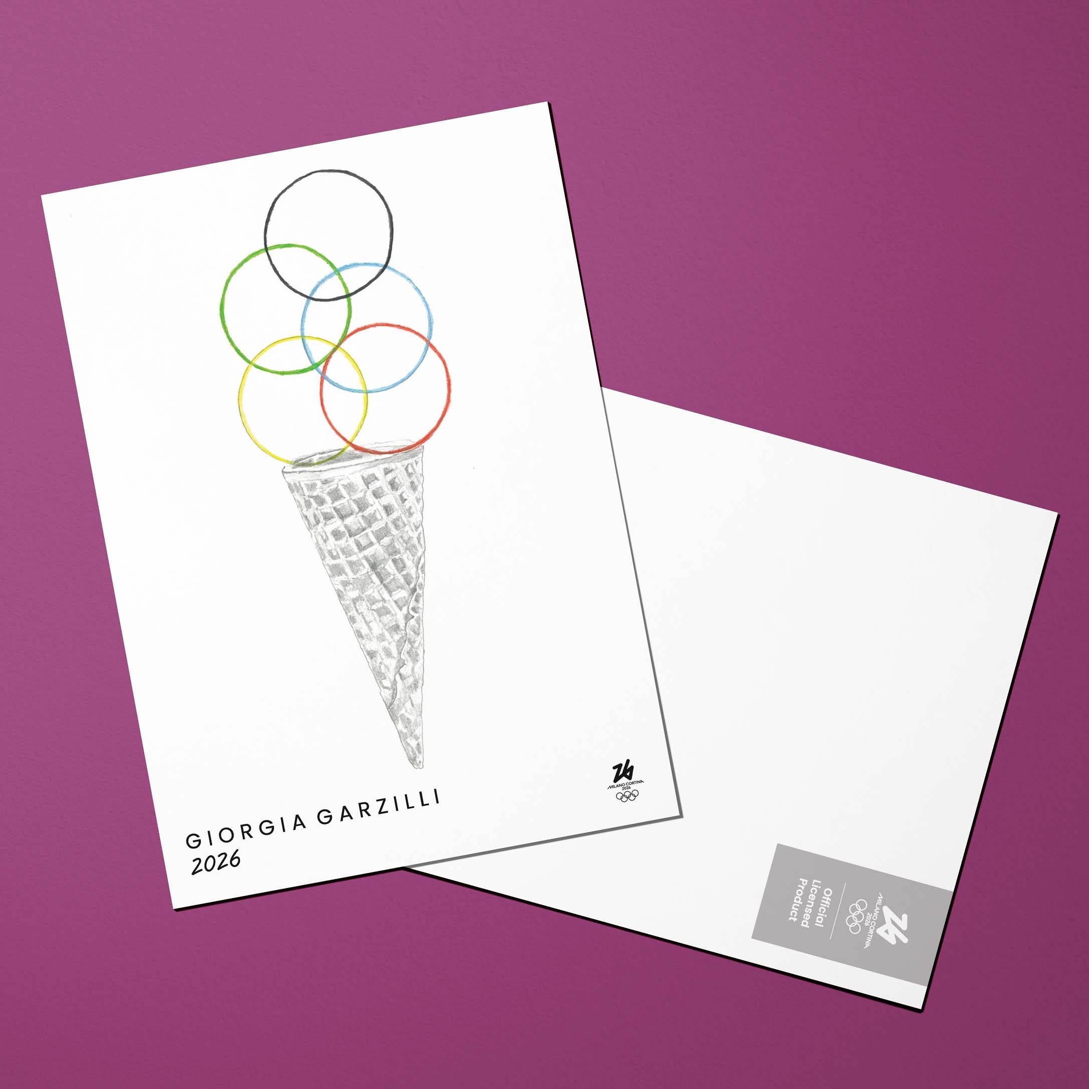 La cartolina del poster artistico olimpico Milano Cortina 2026 di Giorgia Garzilli