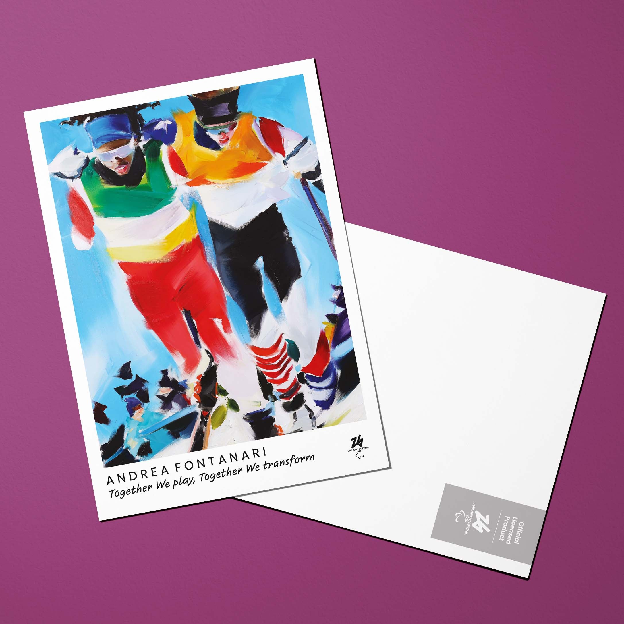 La cartolina del poster artistico paralimpico Milano Cortina 2026 di Dida (Andrea) Fontanari