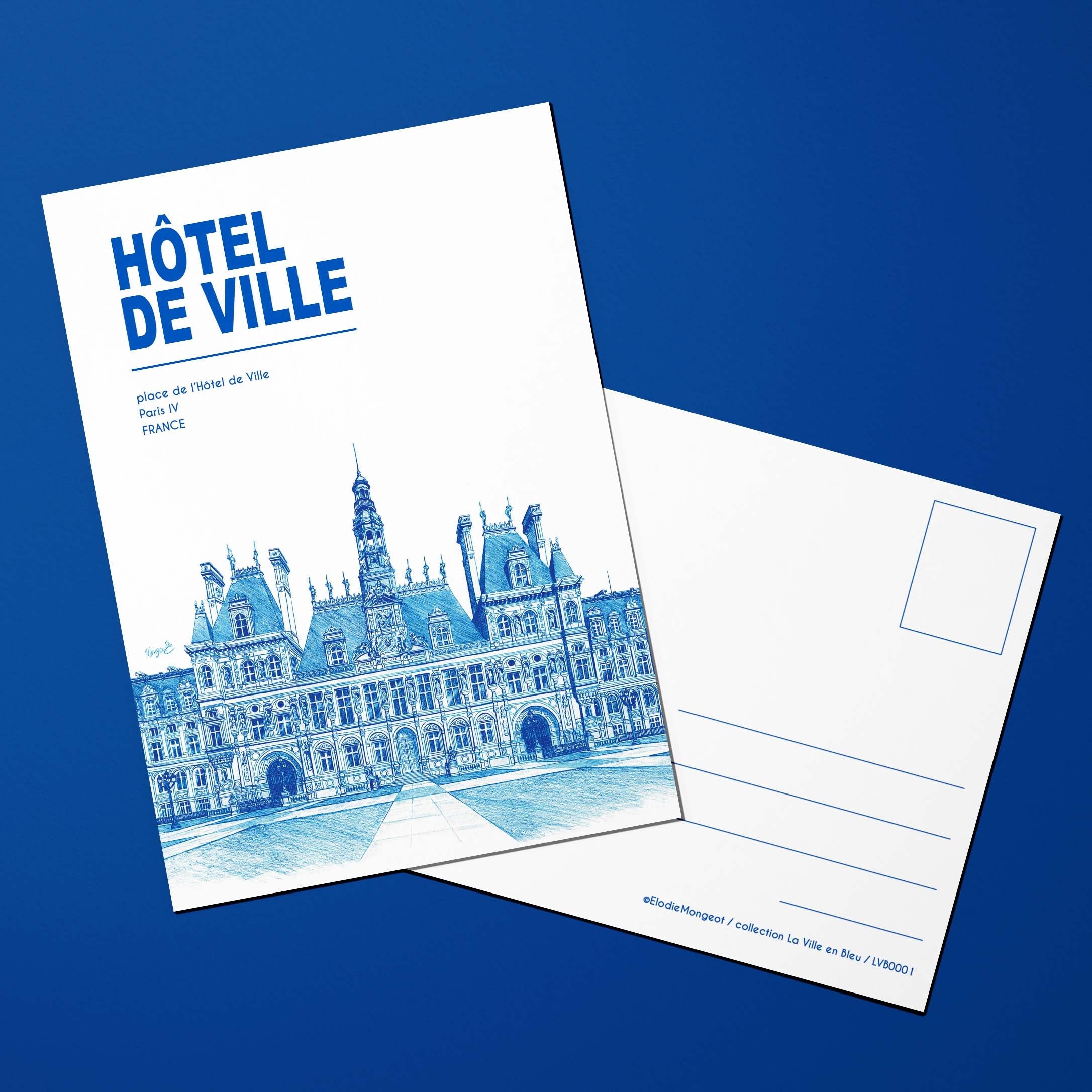 Carte postale La Ville en Bleu Hôtel de Ville