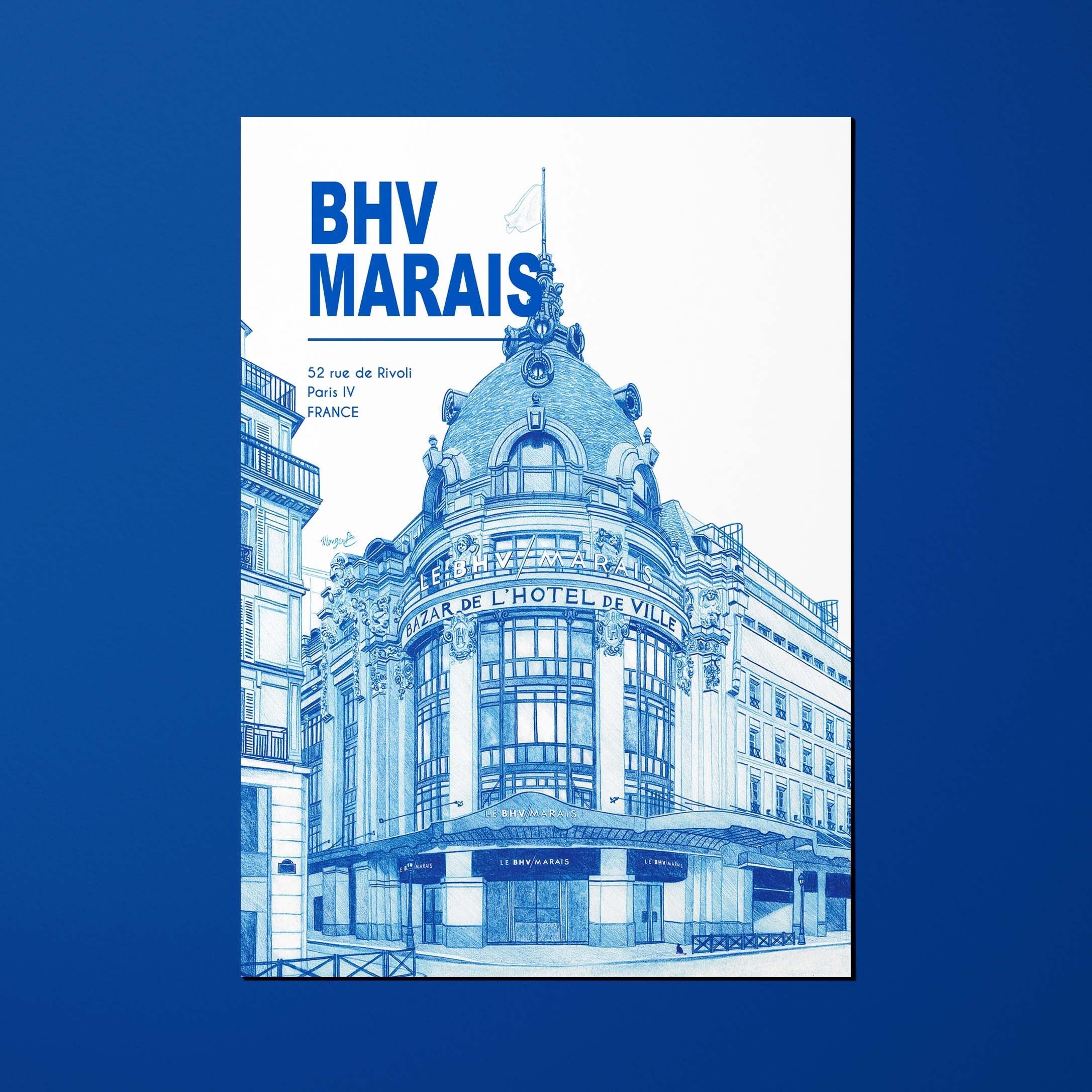 Carte postale La Ville en Bleu BHV Marais