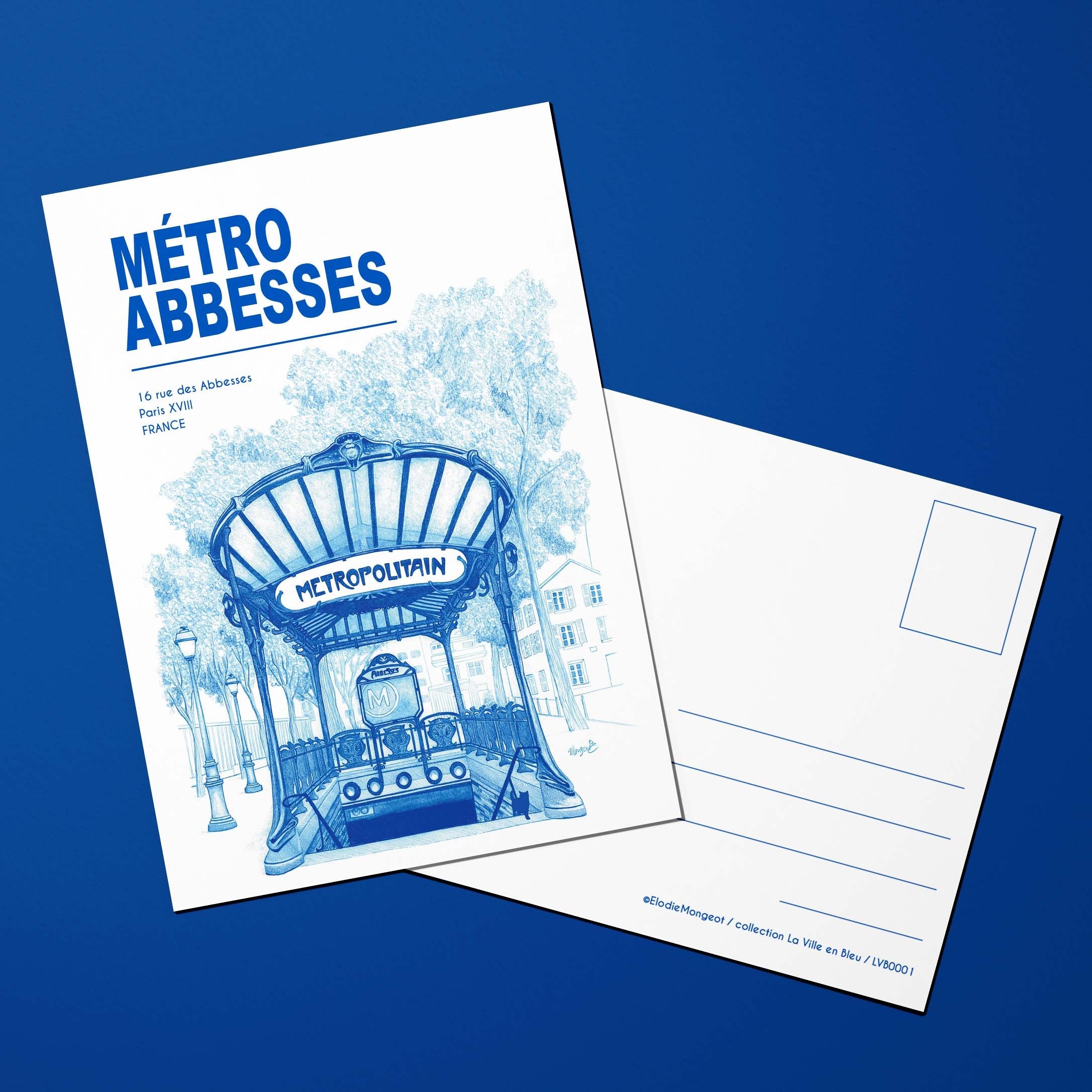 Carte postale La Ville en Bleu Métro Abbesses