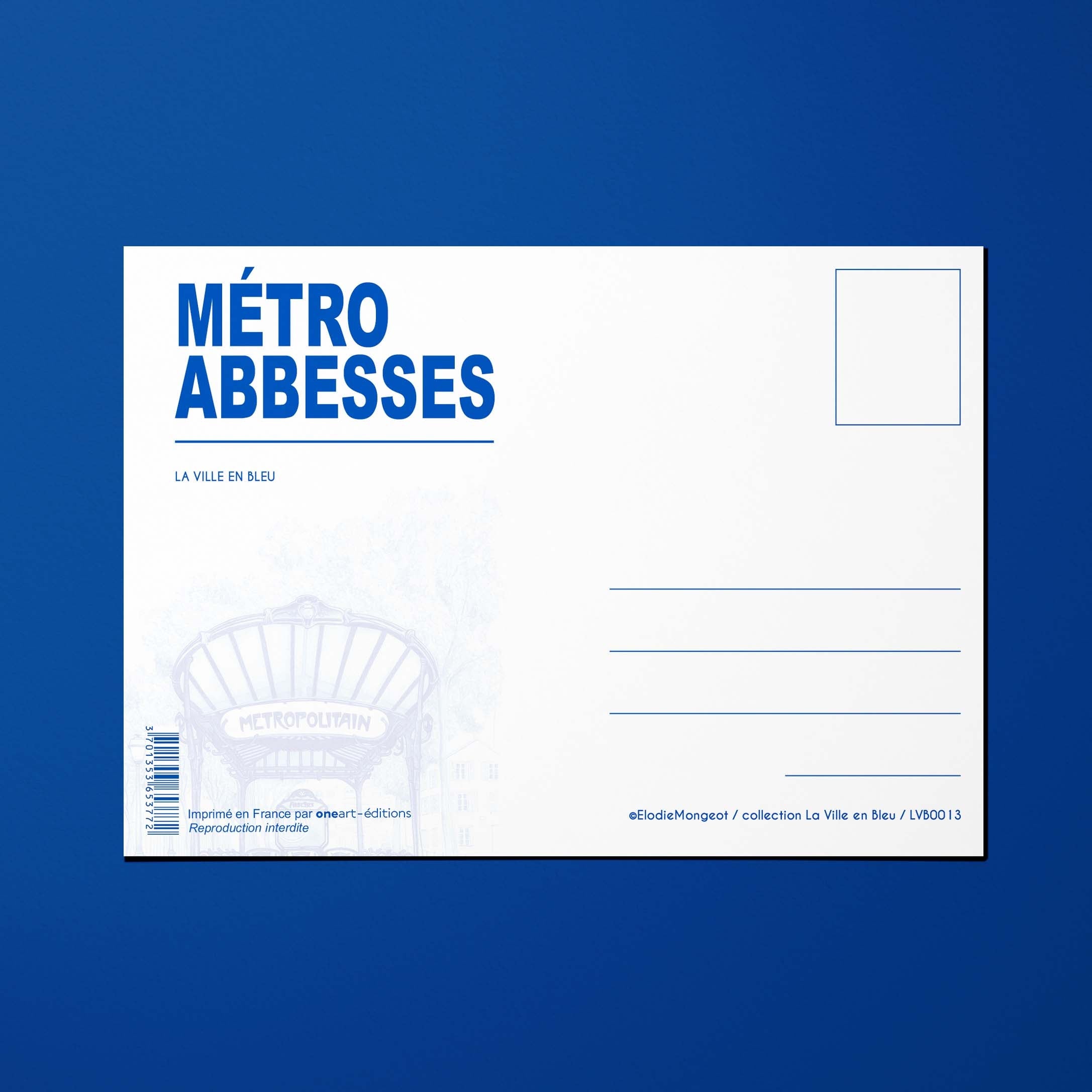 Carte postale La Ville en Bleu Métro Abbesses