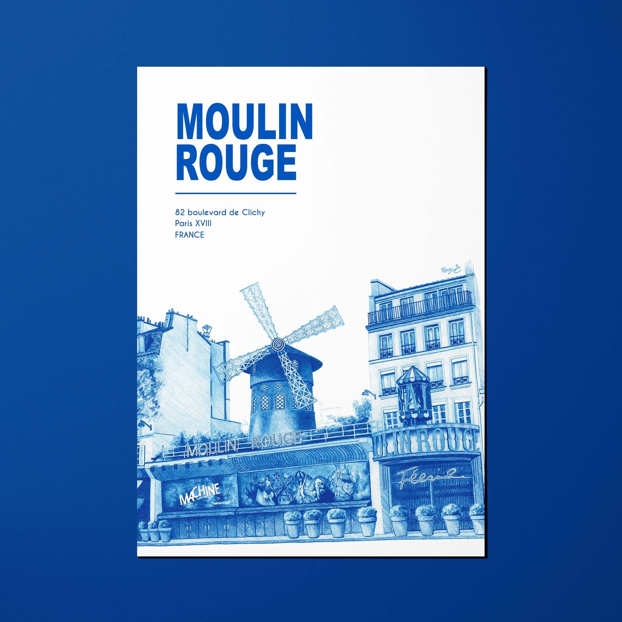 Carte postale La Ville en Bleu Moulin Rouge