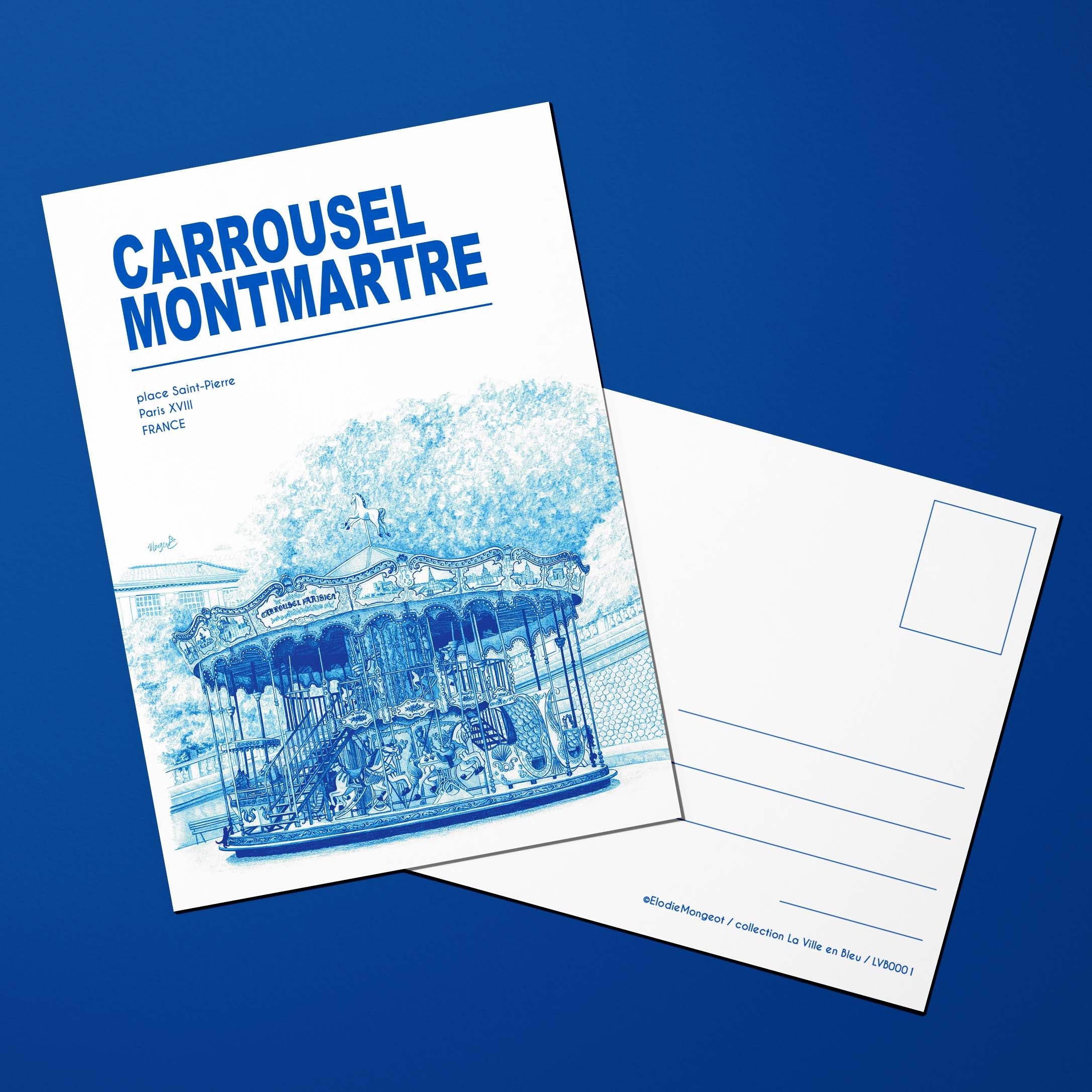 Carte postale La Ville en Bleu Carrousel Montmartre