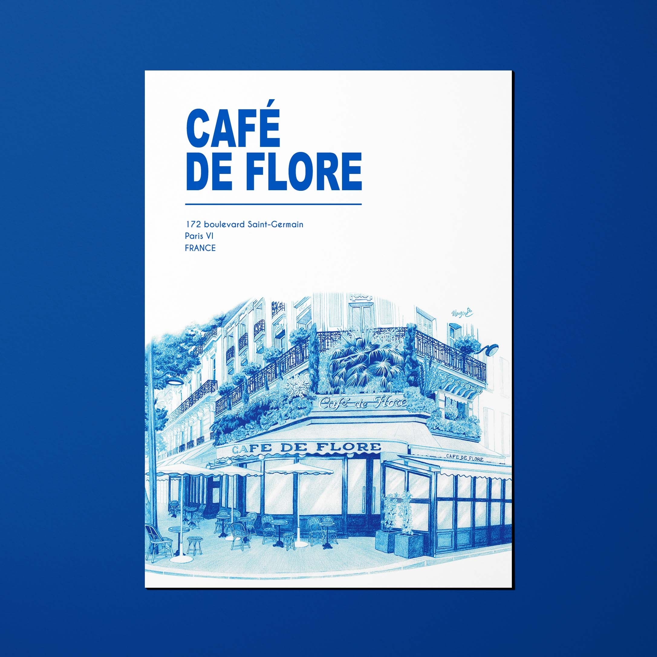 Carte postale La Ville en Bleu Café de Flore