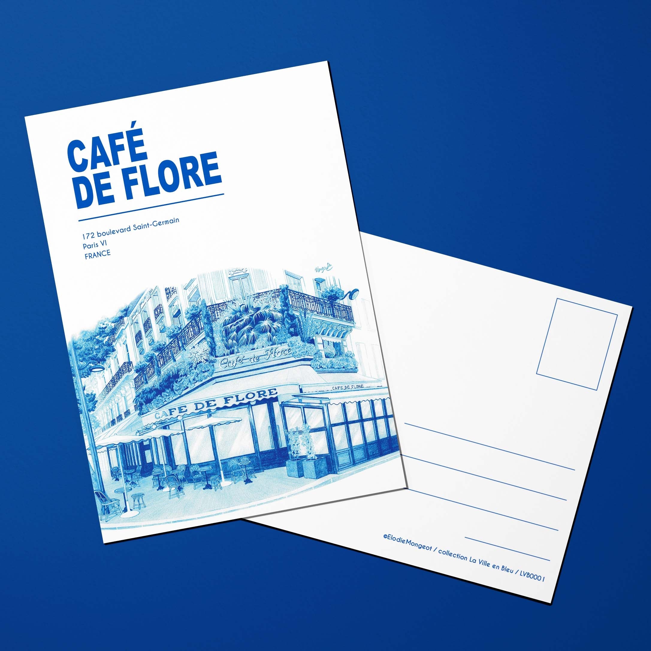 Carte postale La Ville en Bleu Café de Flore