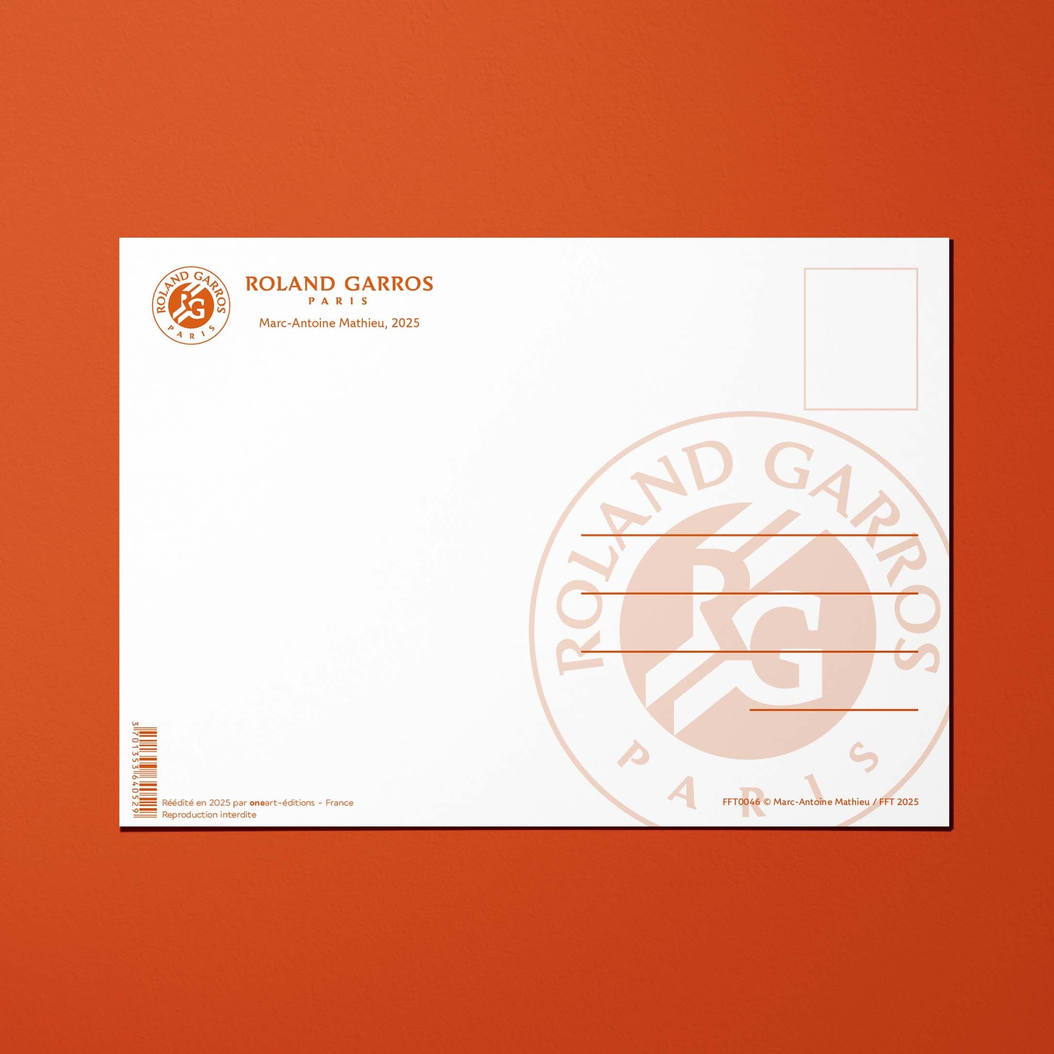 Carte postale Roland-Garros 2025 par Marc-Antoine MATHIEU