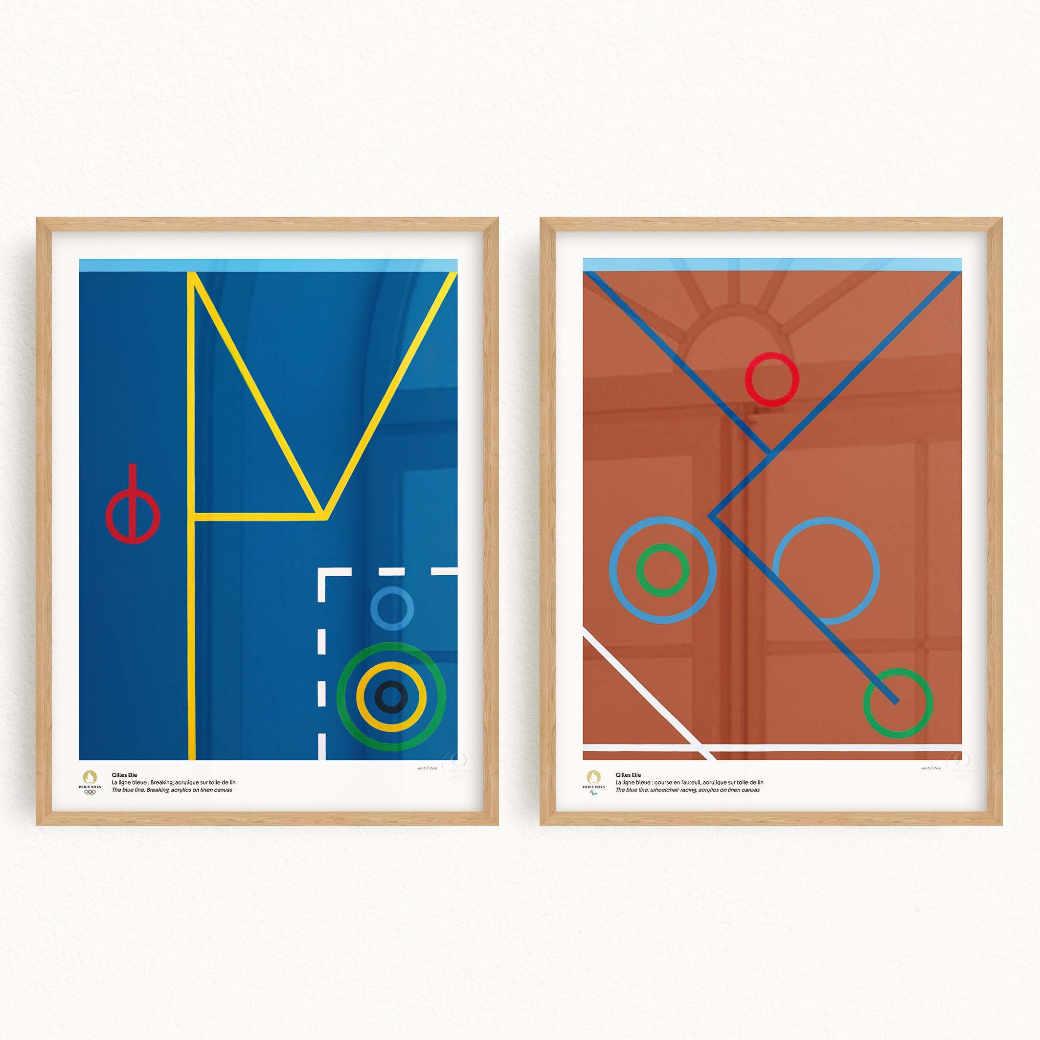 Diptych of artistic posters Paris 2024 for the Olympic and Paralympic games by Gilles Elie