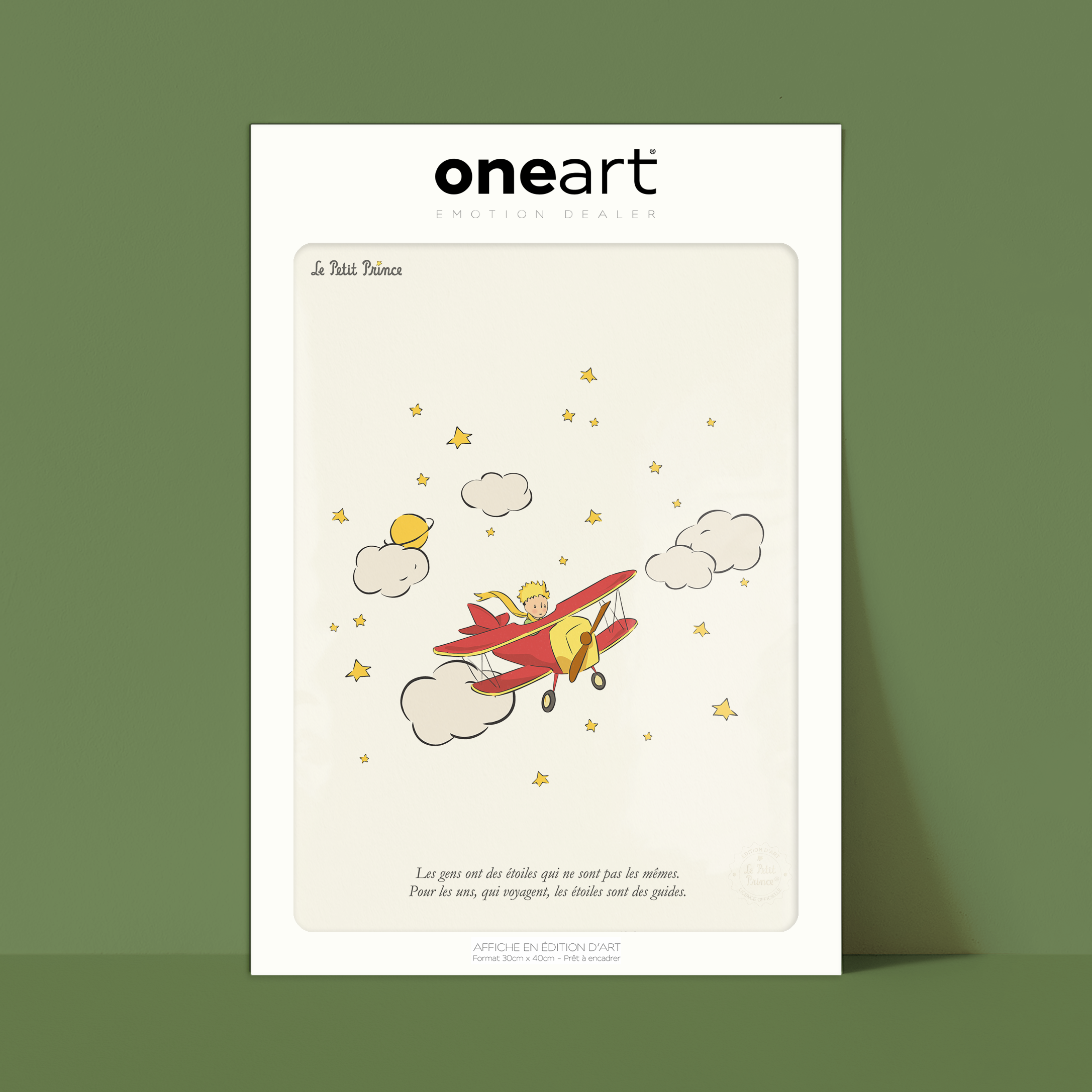 Affiche Le Petit Prince Avion, étoiles