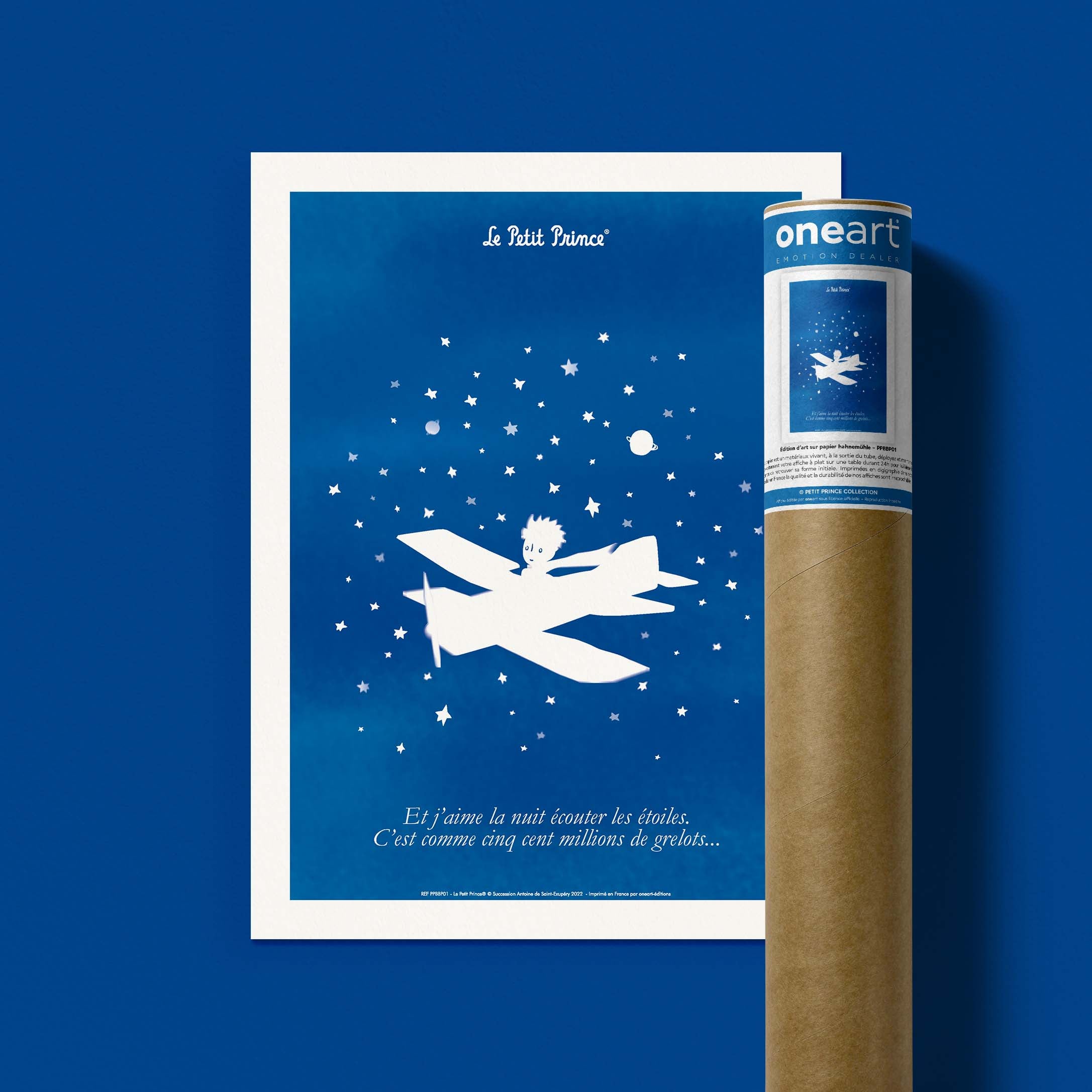 Affiche Le petit prince - Collection Bleu Blanc Prince Avion-oneart.fr