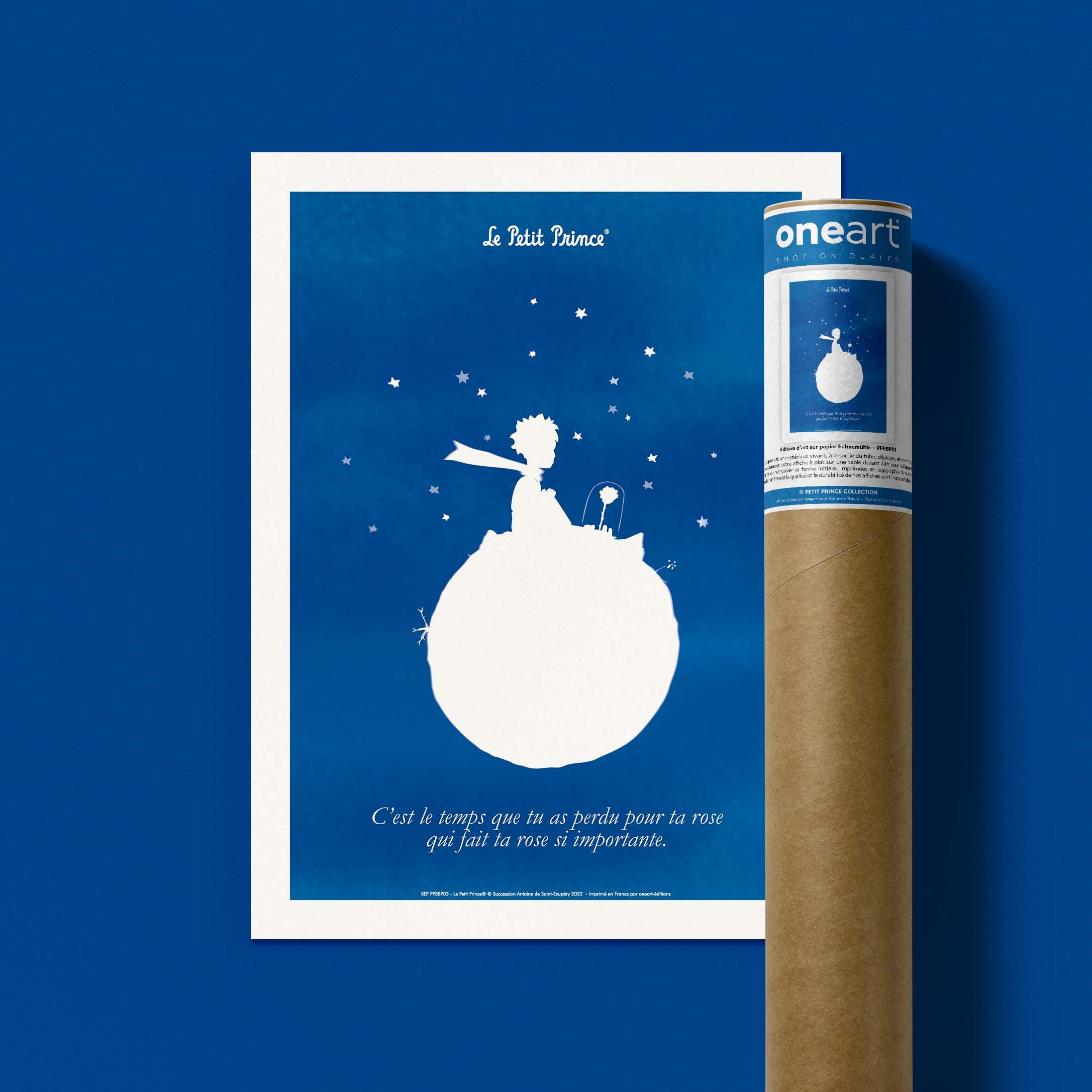 Affiche Le petit prince - Collection Bleu Blanc Prince Planète-oneart.fr