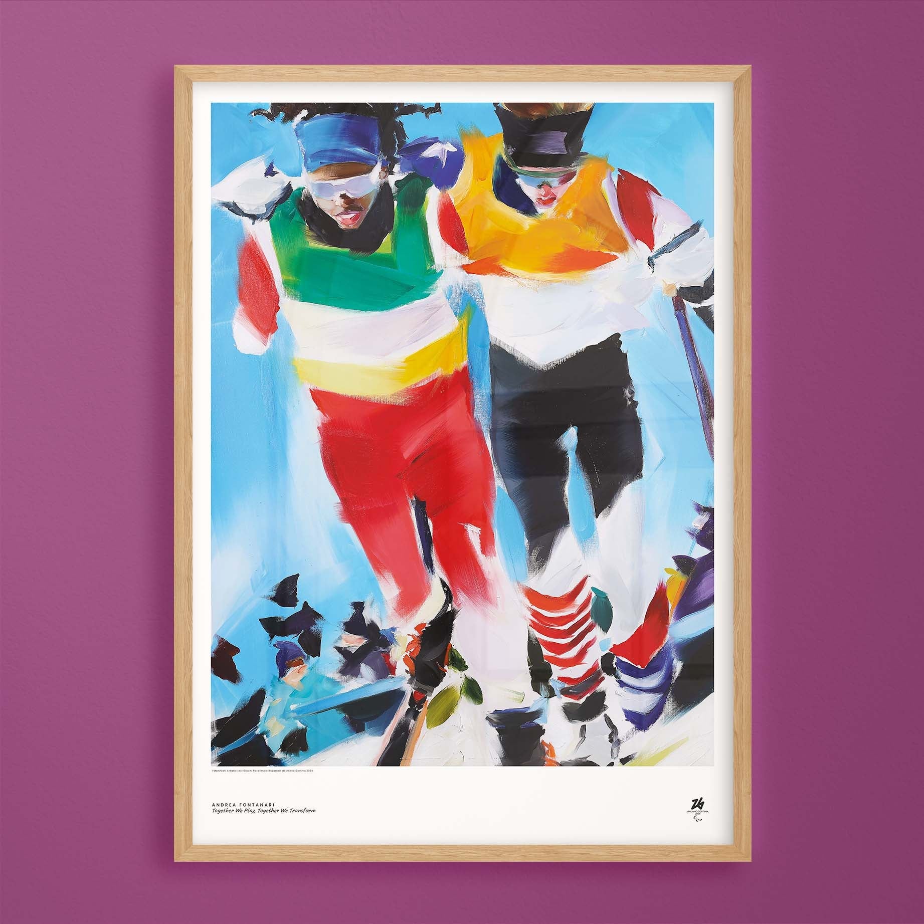 Affiche artistique Milano Cortina 2026 pour les Jeux Paralympiques, Together we play, together we transform par Dida (Andrea) Fontanari