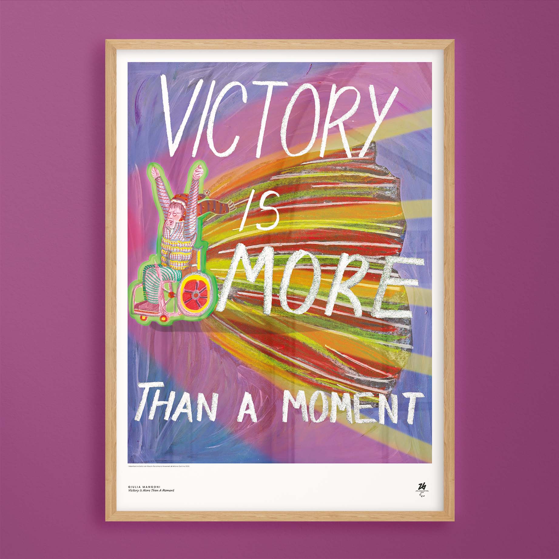 Affiche artistique Milano Cortina 2026 pour les Jeux Paralympiques, Victory is more than a moment par Giulia Mangoni