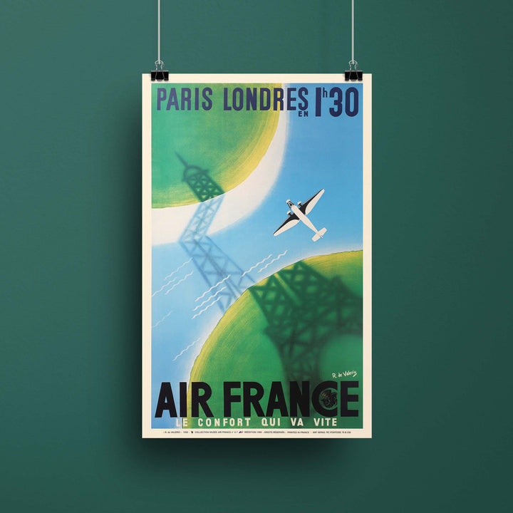 Affiche d'agence Air France - Paris Londres en 1h30