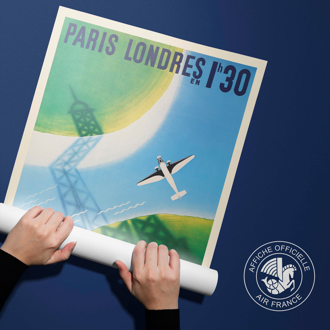Affiche d'agence Air France - Paris Londres en 1h30