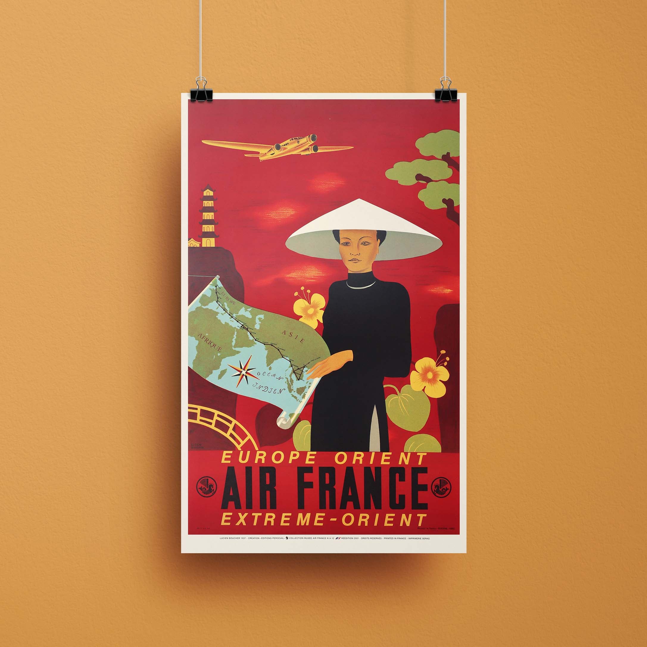 Affiche d'agence Air France - Europe Orient - Extrême-orient-oneart.fr