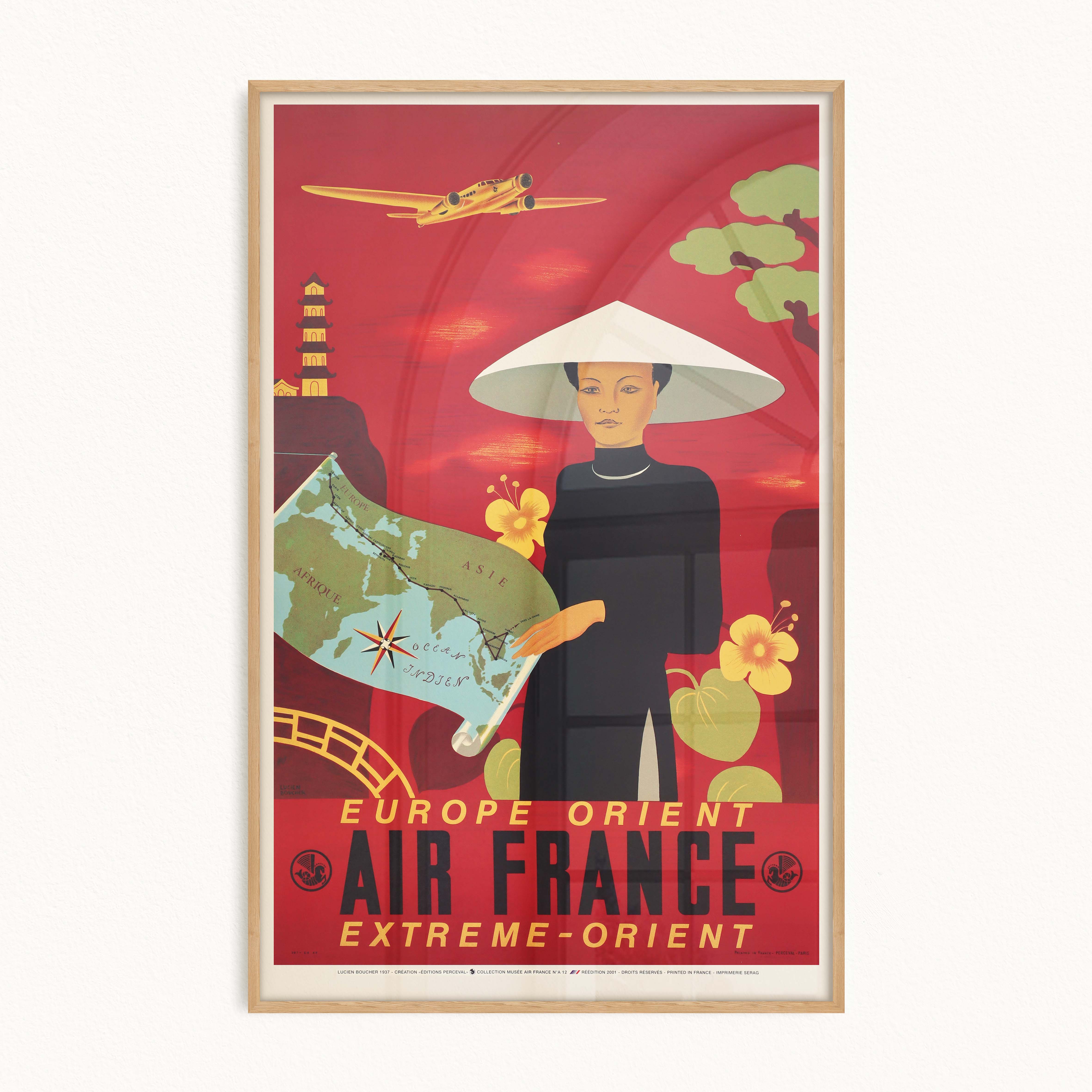 Affiche d'agence Air France - Europe Orient - Extrême-orient-oneart.fr